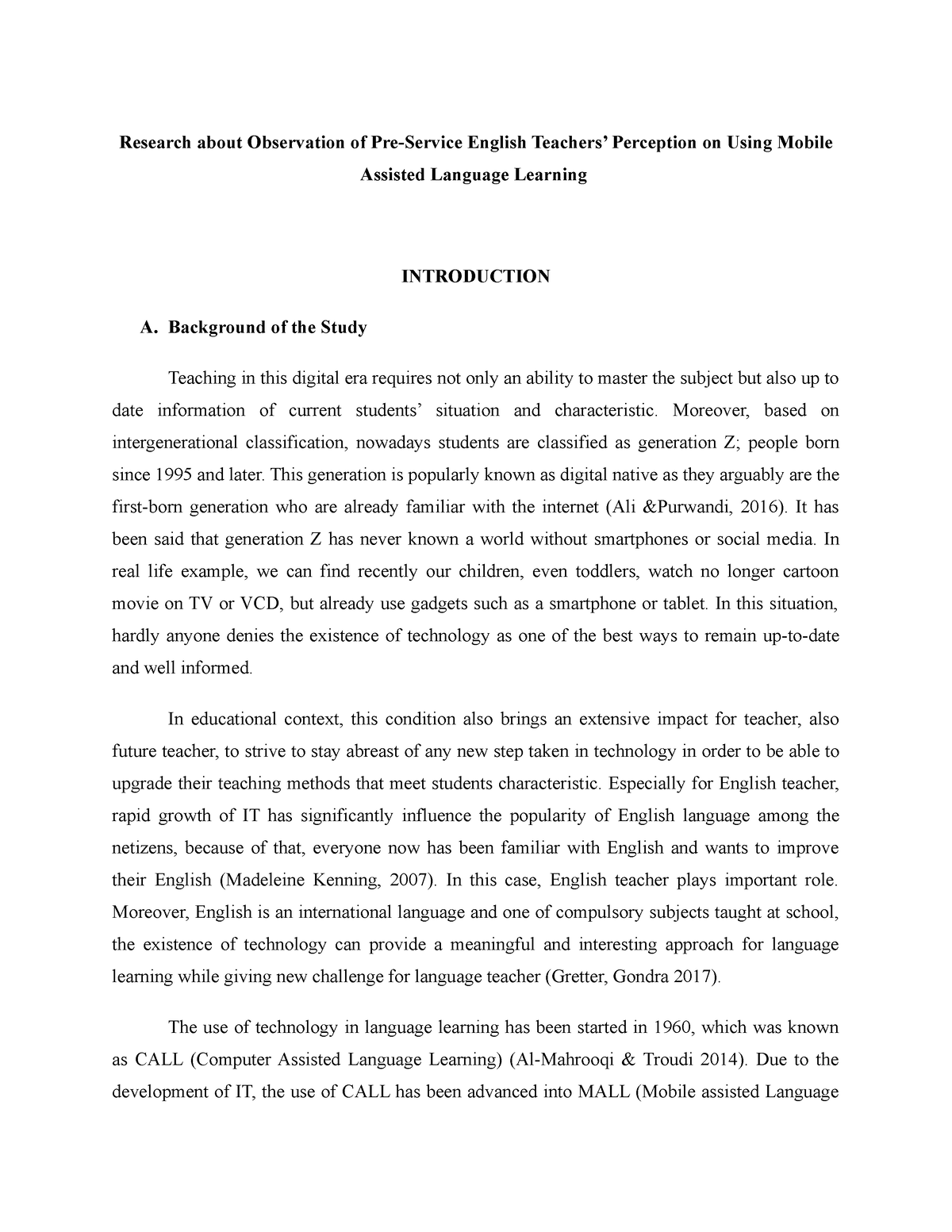 Research About Observation Of Pre-Service English Teachers’ Perception ...