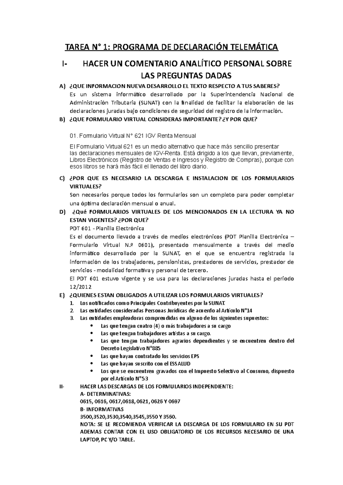 Programa DE Declaracion Telematica - TAREA N° 1: PROGRAMA DE ...