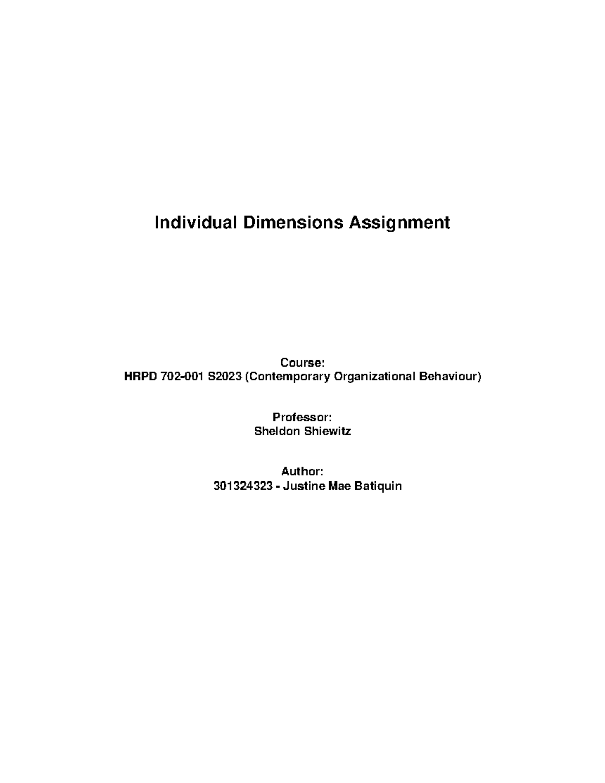 HRPD-702-Individual Dimensions Assignment - Individual Dimensions ...