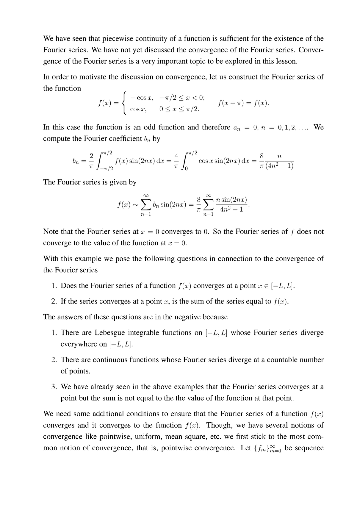 Lecture-3 Fs - Lecture 3 Notes On Fourier Series - We Have Seen That ...