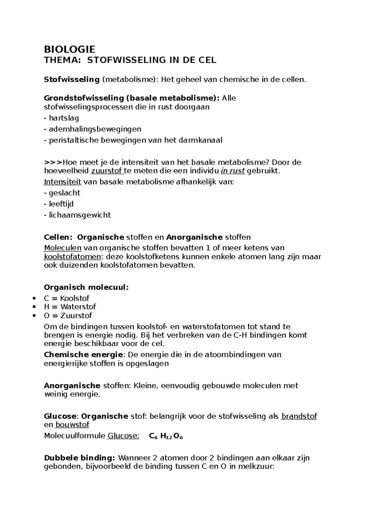 Biologie Stofwisseling In De Cel - BIOLOGIE THEMA: STOFWISSELING IN DE ...