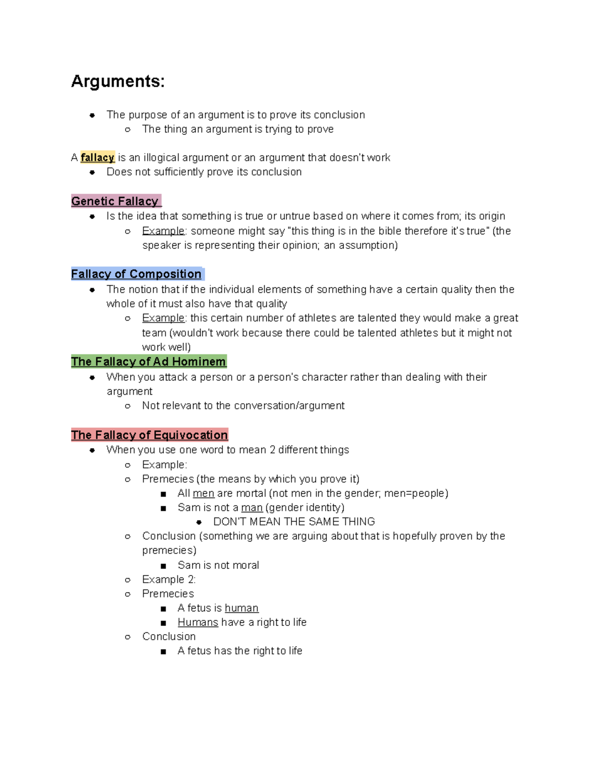 Ethics 1 25 I had Professor Kaye. Arguments The purpose of an