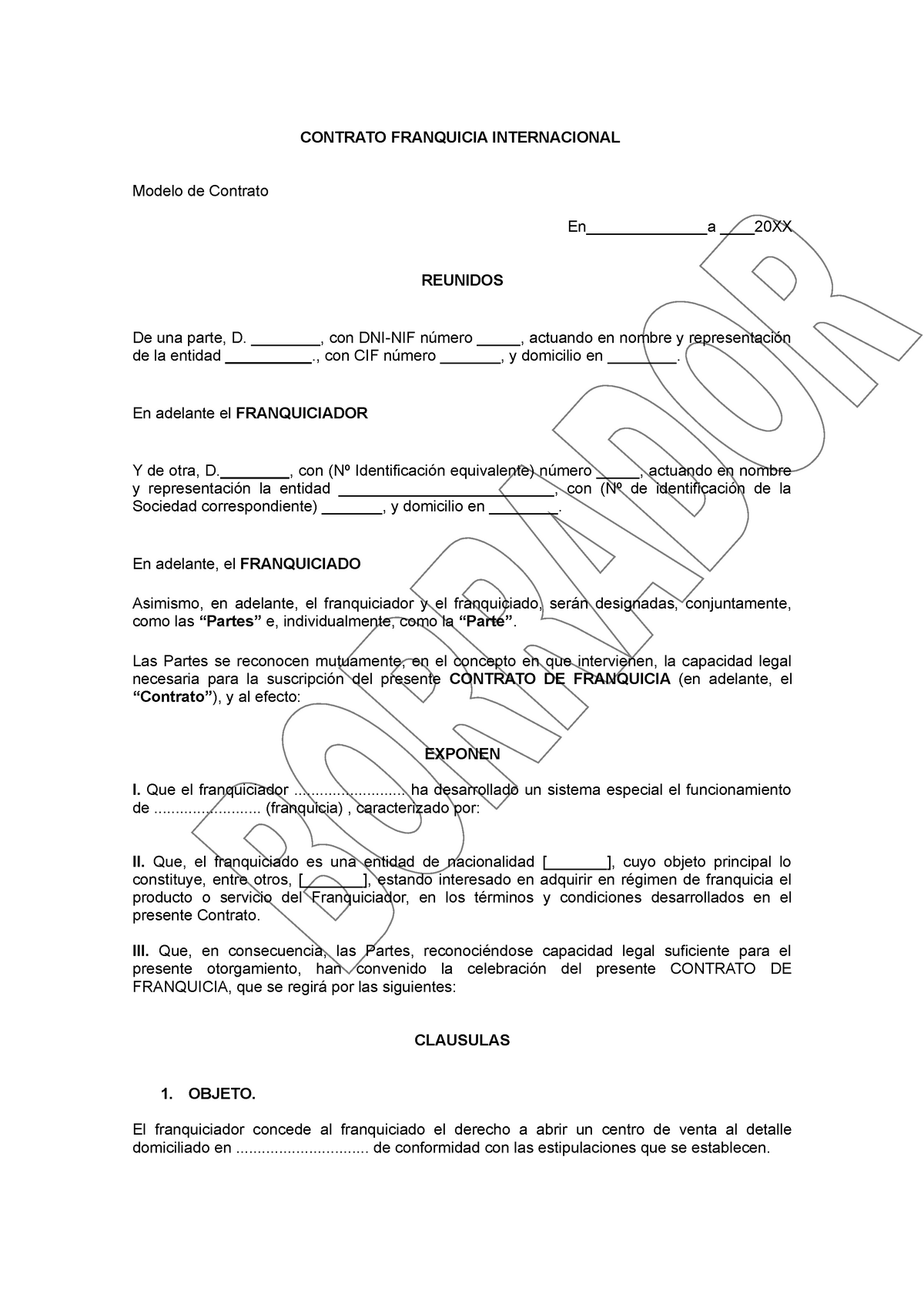 5523 Modelo Contrato Franquicia Internacional Ejemplo Contrato Franquicia Internacional Modelo 7373