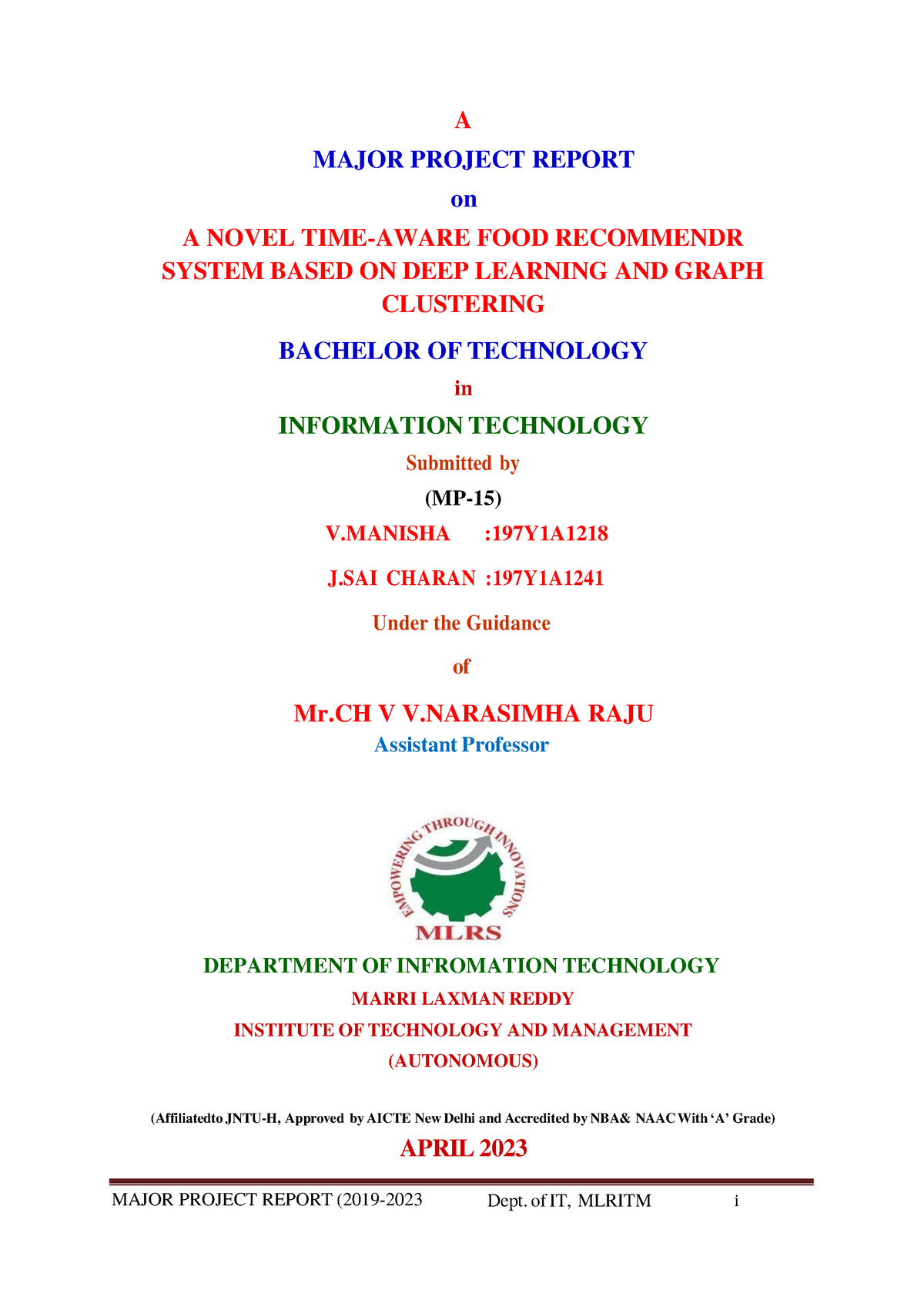 FOOD Docment-1 (2) - MAJOR PROJECT REPORT (2019- BBBATCHBatch) Dept. Of ...