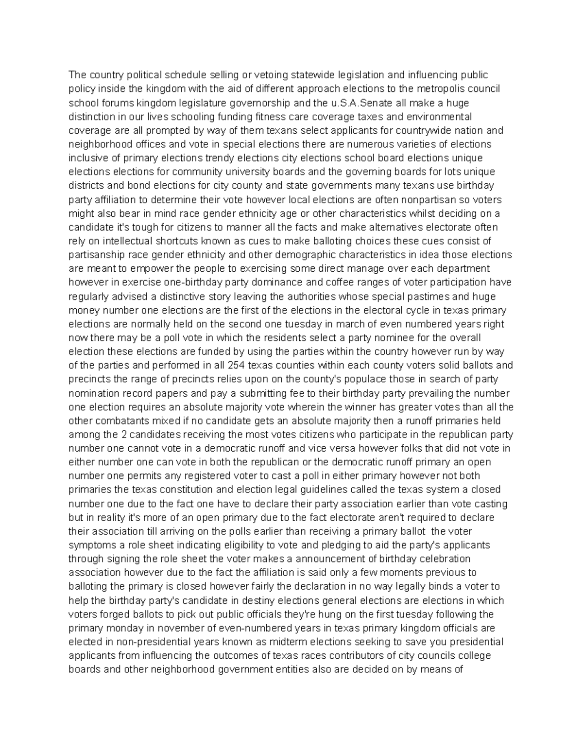 Govt 2306 Campaigns and Elections - The country political schedule ...