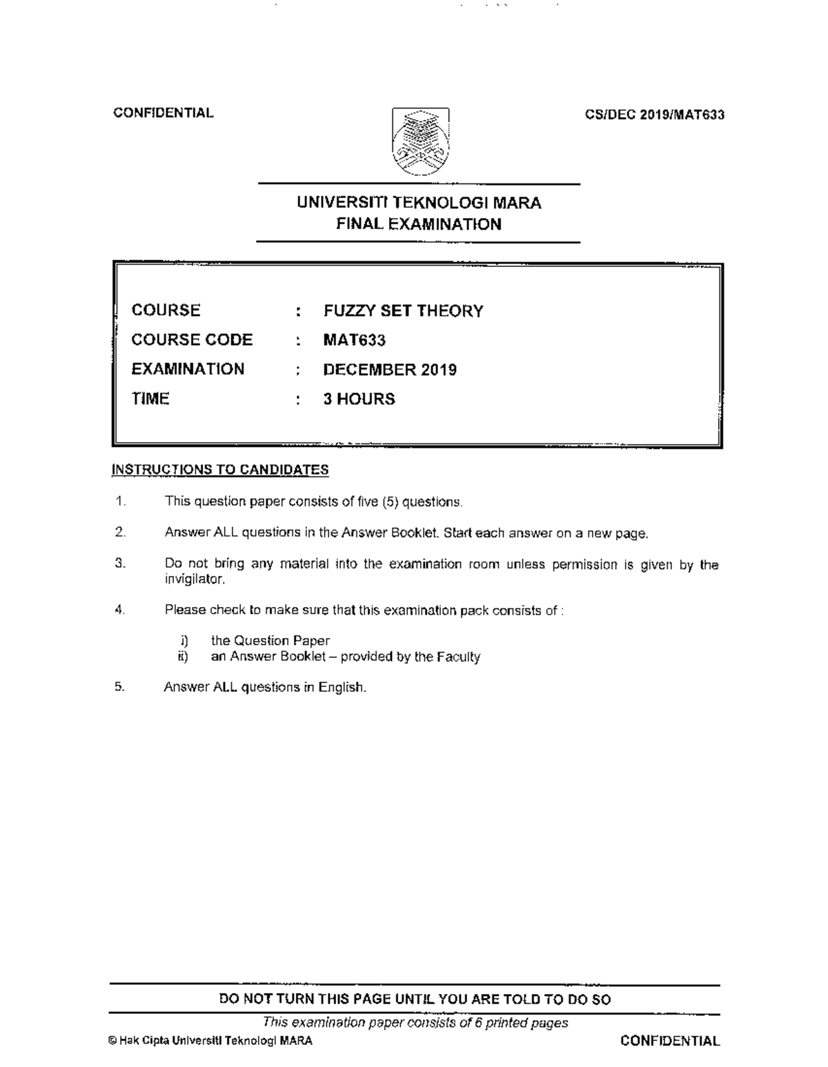 MAT633 group assignment for mat 633 UNIVERSITI TEKNOLOGI MARA FINAL