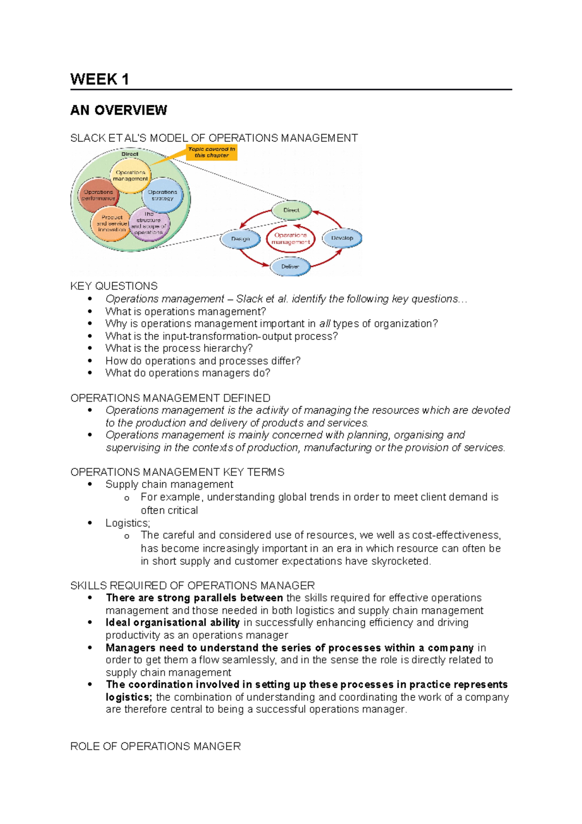 WEEK 1 - MGMT309 - Lecture notes Week 1 - WEEK 1 AN OVERVIEW SLACK ET ...