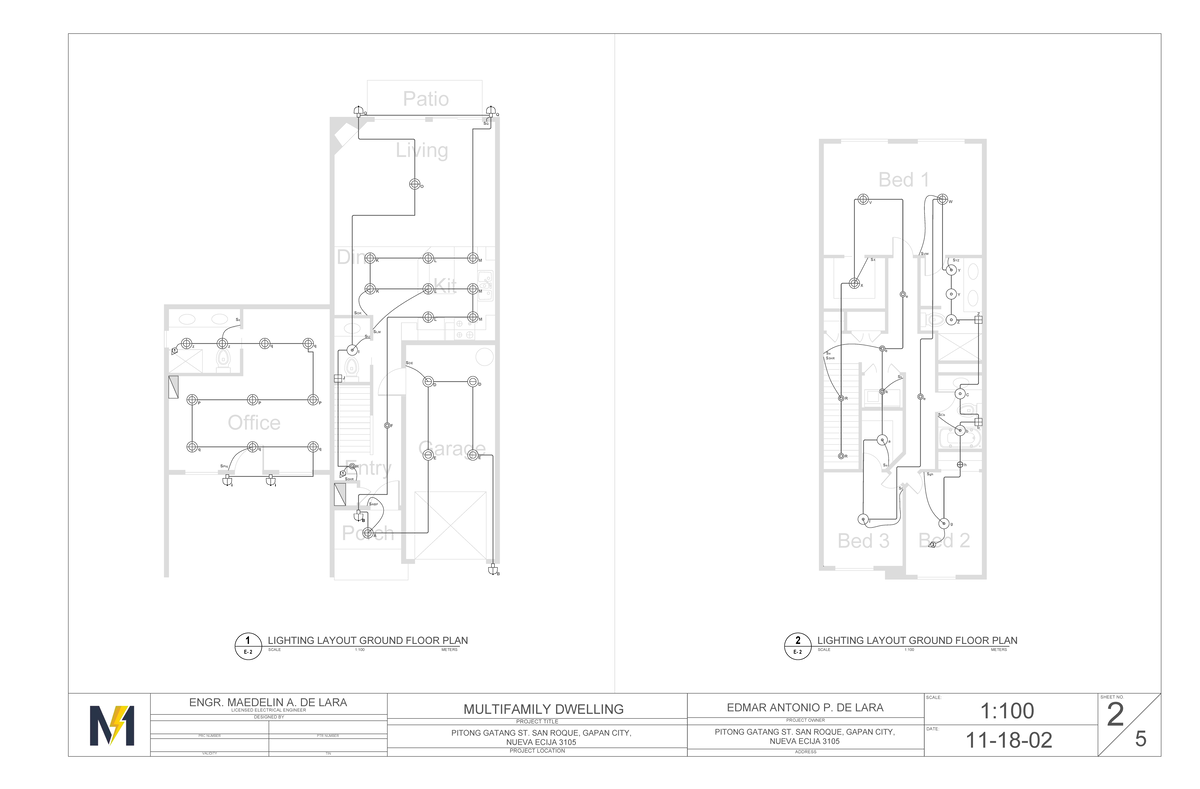 E2 - Lighting Layout 2 - SIMPLE ELECTRICAL PLAN - Office Living Din Kit ...