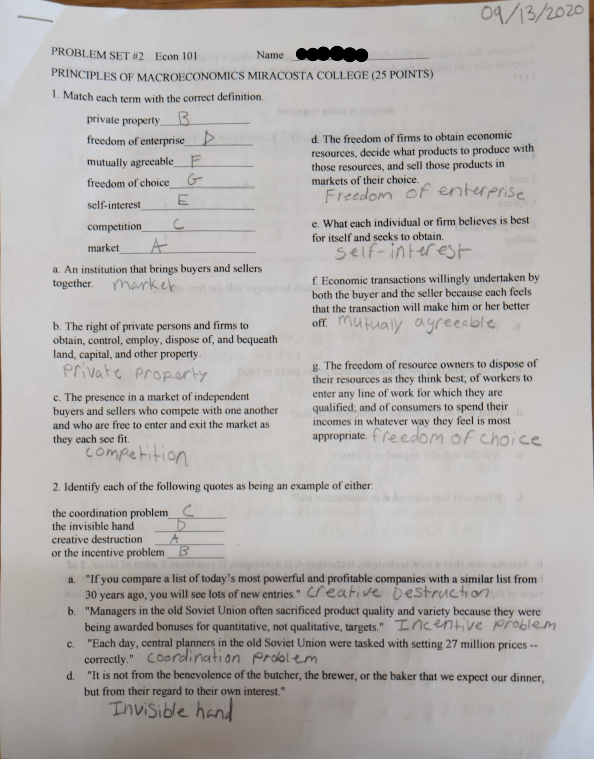 Problem Set #2 page 1 - ECON 100 - Studocu