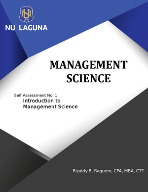 MANSCI Chapter 1 - CHAPTER 1 MANAGEMENT SCIENCE mois a tool in decision ...
