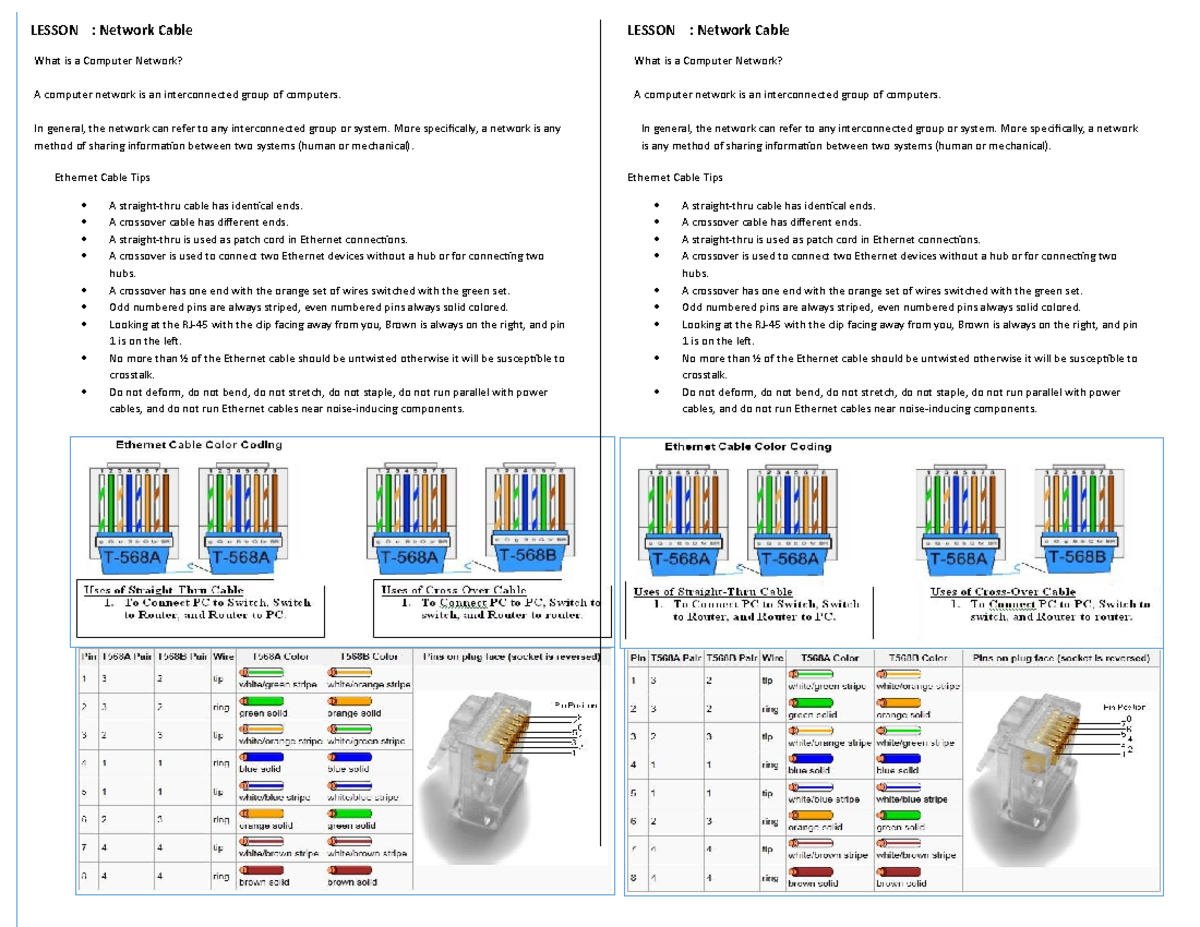 Ethernet Cable Assembly - LESSON : Network Cable What is a Computer ...