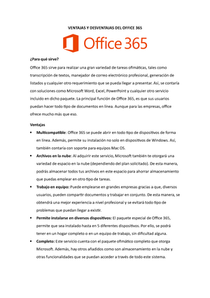 Material de exposicion para computacion - VENTAJAS Y DESVENTAJAS DEL OFFICE  365 ¿Para qué sirve? - Studocu