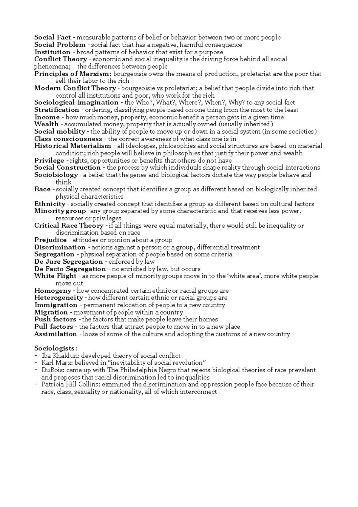 Sociology Quiz 1 Notes - Social Fact - measurable patterns of belief or ...