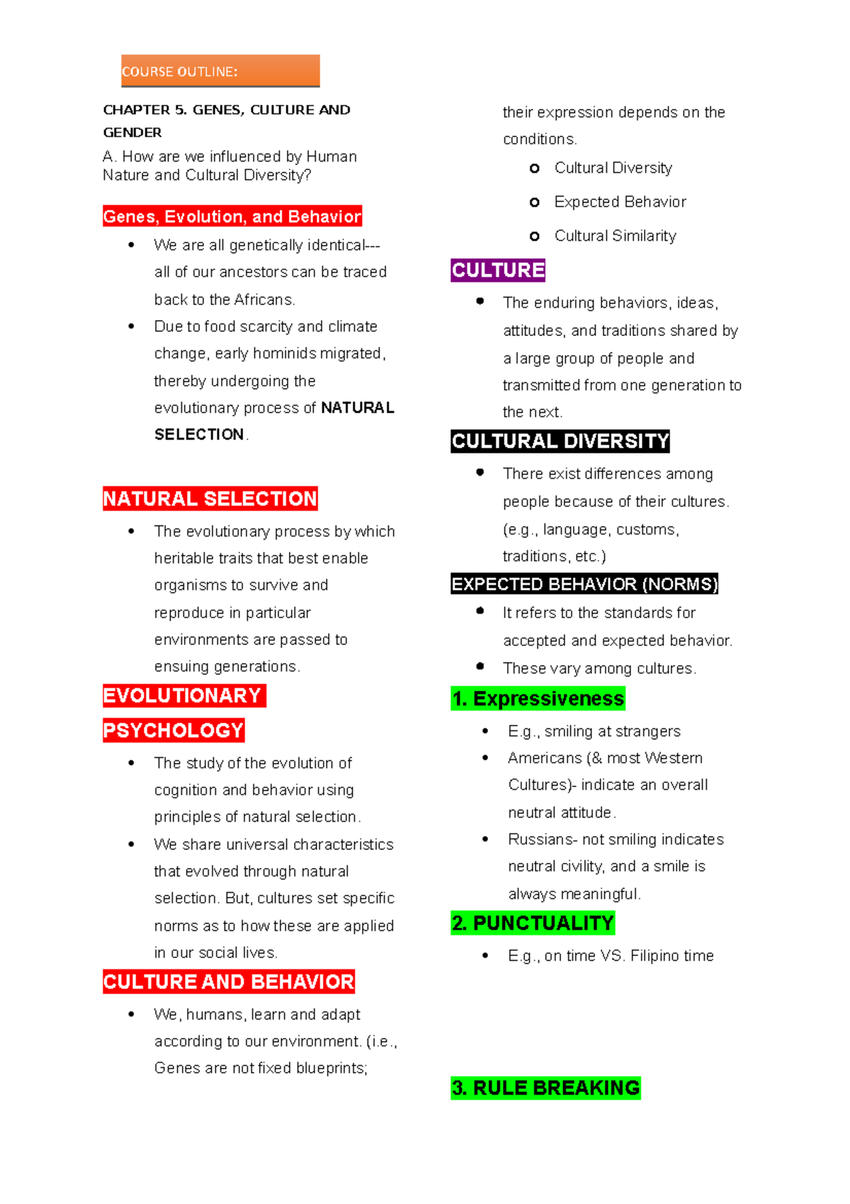 Chapter 5 - notes for abpsych? - CHAPTER 5. GENES, CULTURE AND GENDER A ...
