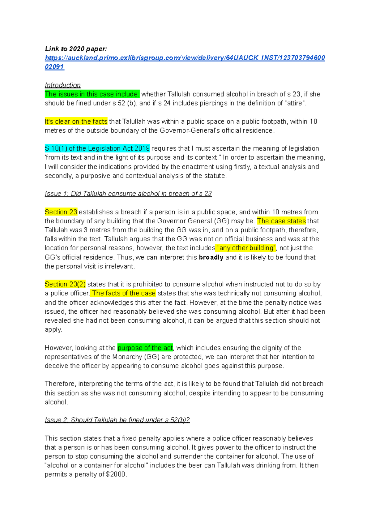 2020 Statutory Interpretation - Link to 2020 paper: - Studocu