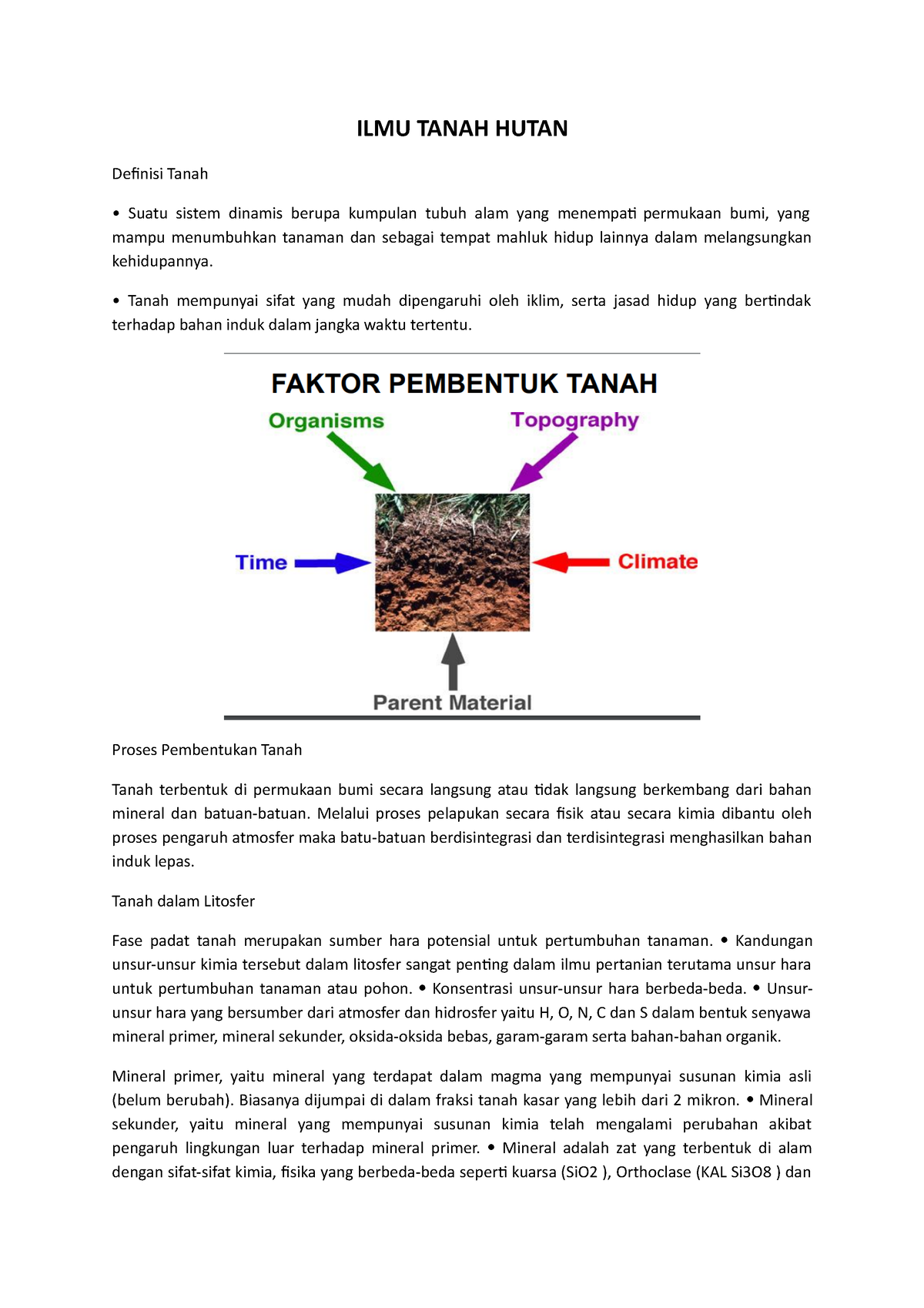 Proses Pembentukan Tanah Gith Ilmu Tanah Hutan Definisi Tanah Suatu