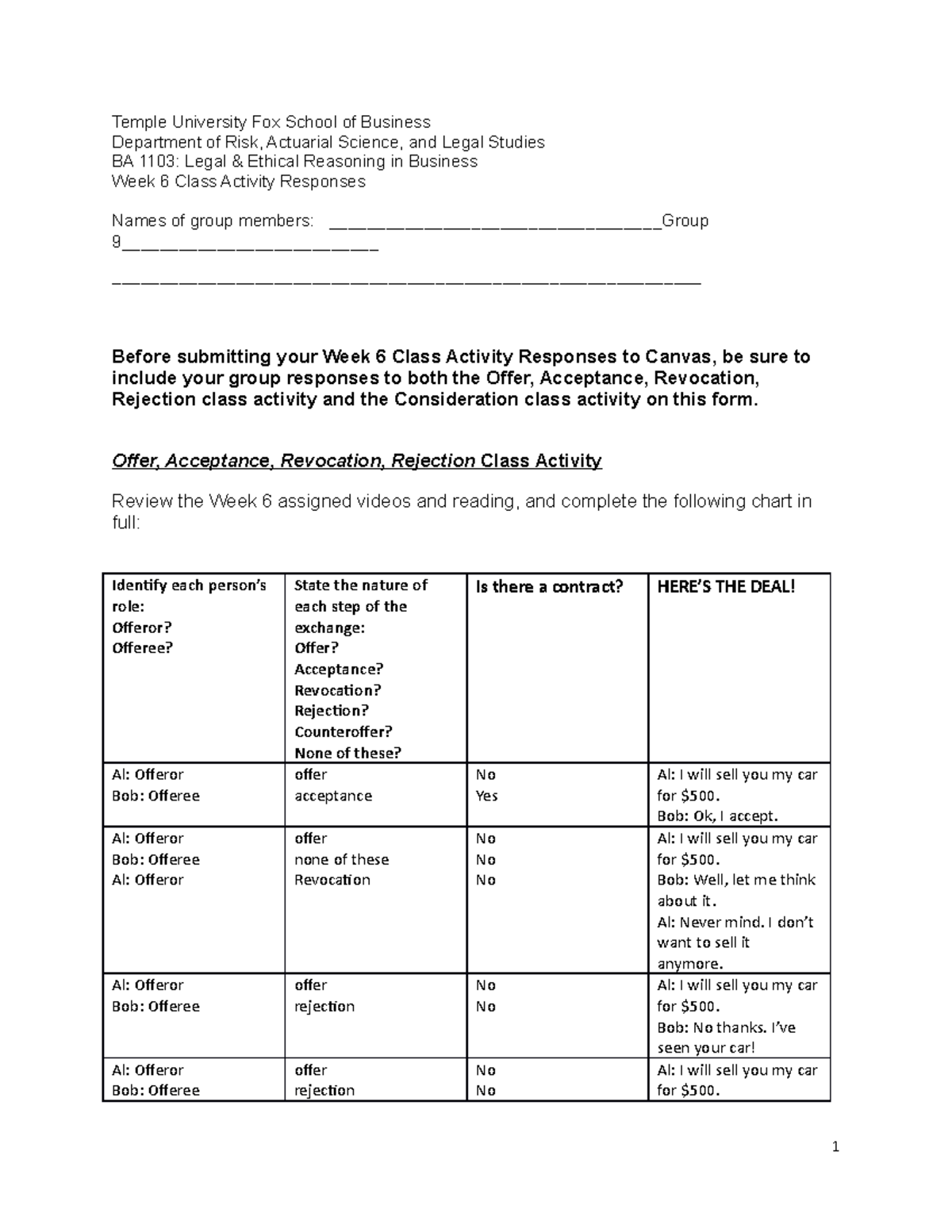 BA 1103 Week 6 Class Activity Responses - Temple University Fox School ...