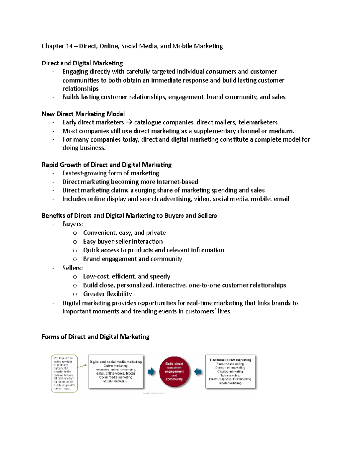 Chapter 14 Notes - Direct, Online, Social Media, and Mobile Marketing ...