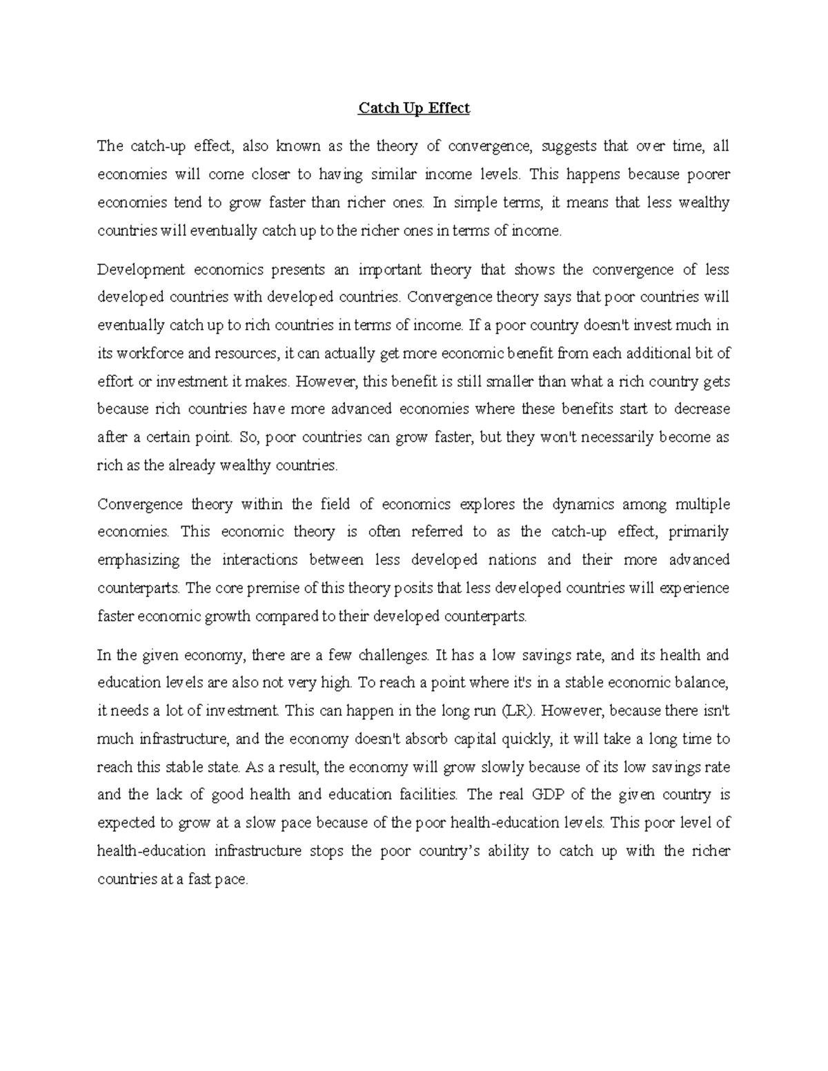 Writing Assesment Unit 2 - Catch Up Effect The catch-up effect, also ...