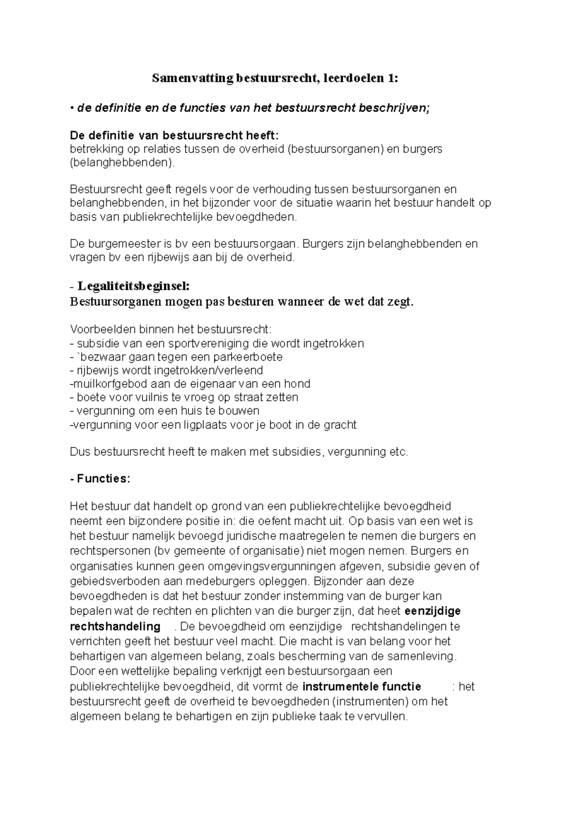 Samenvatting Bestuursrecht - Bestuursrecht Geeft Regels Voor De ...