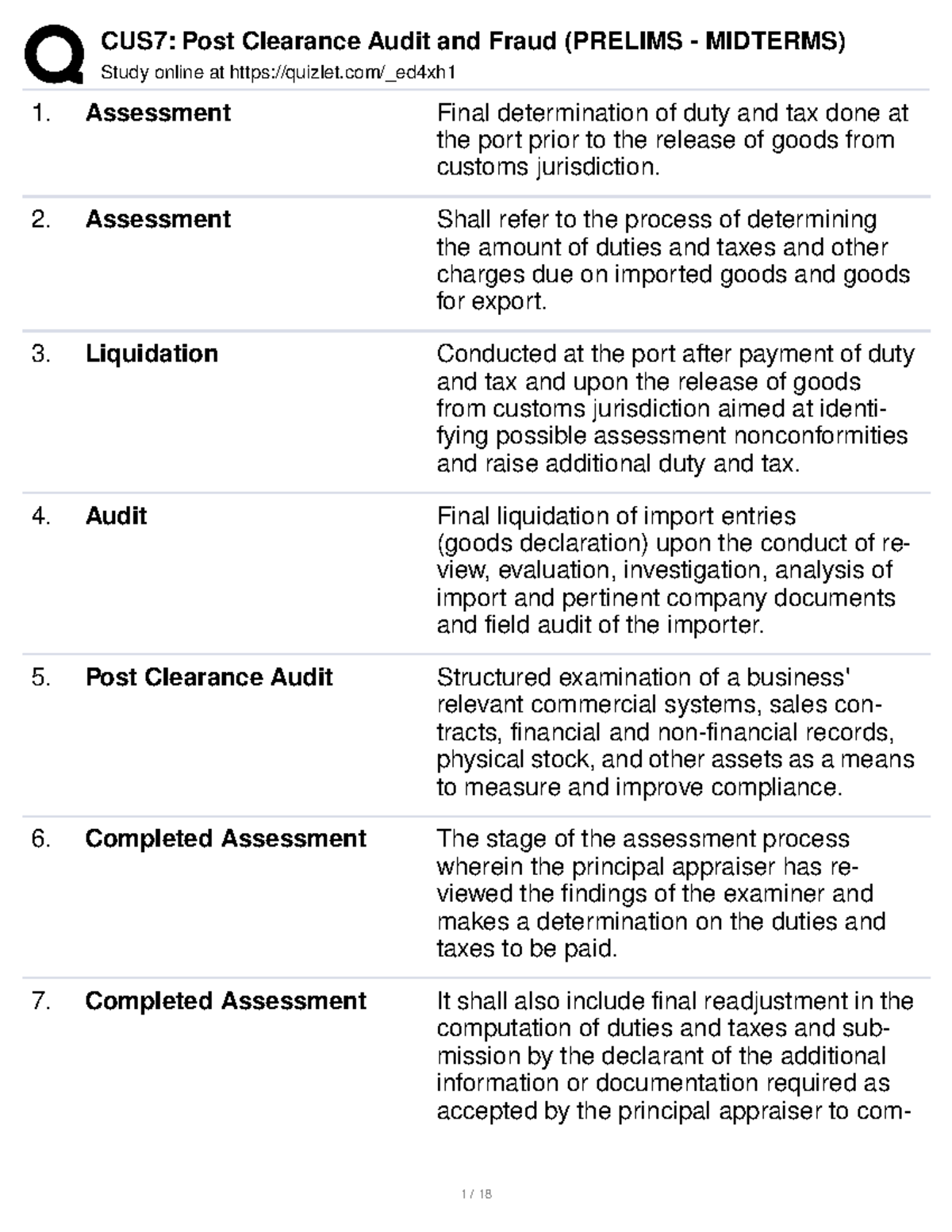 POST Clearance Sample Midterms Terms Study online at quizlet/_ed4xh