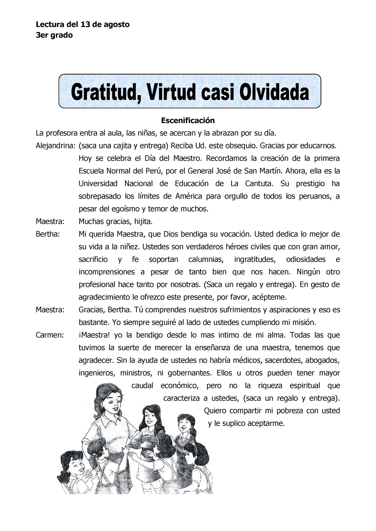 Lectura del 13 de agosto-Ficha-Gratitud-Virtud-casi-Olvidada - Lectura del  13 de agosto 3er grado - Studocu