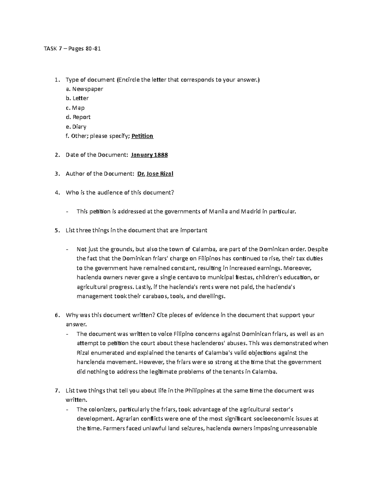 TASK 7 - God Bless - TASK 7 – Pages 80- Type of document (Encircle