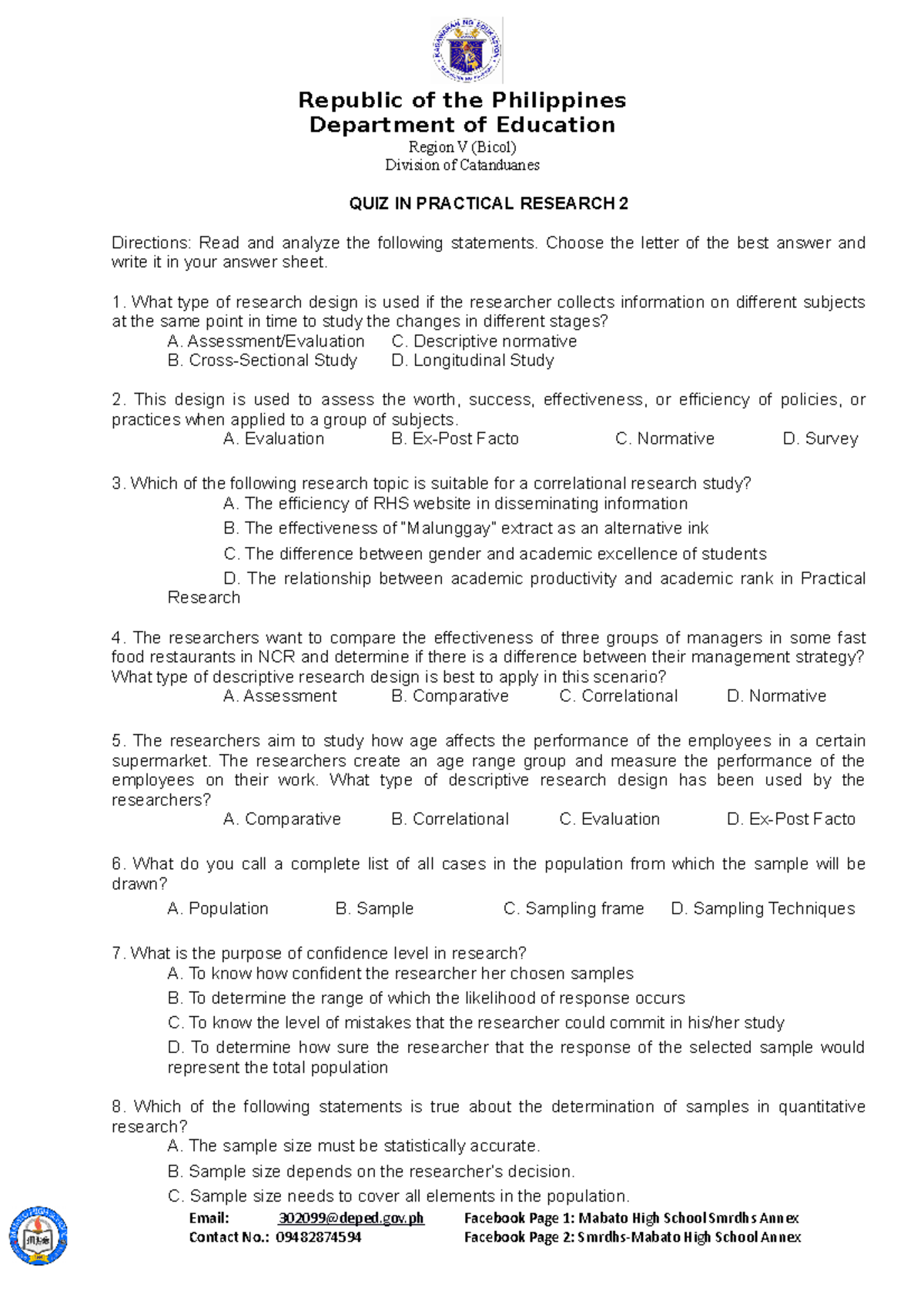 QUIZ PR2 - test for student - Secondary education - Studocu