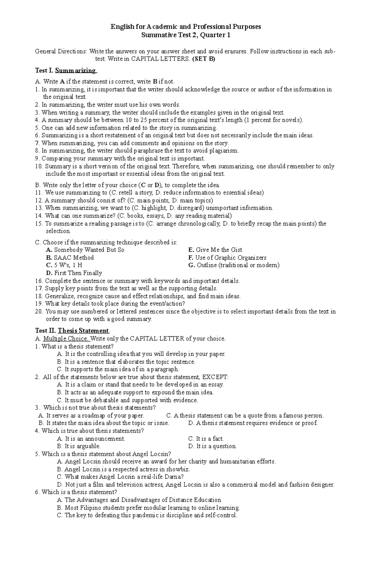 EAPP SET B ST2 Q1 - notes and materials for Quarter 1 EAPP lessons ...