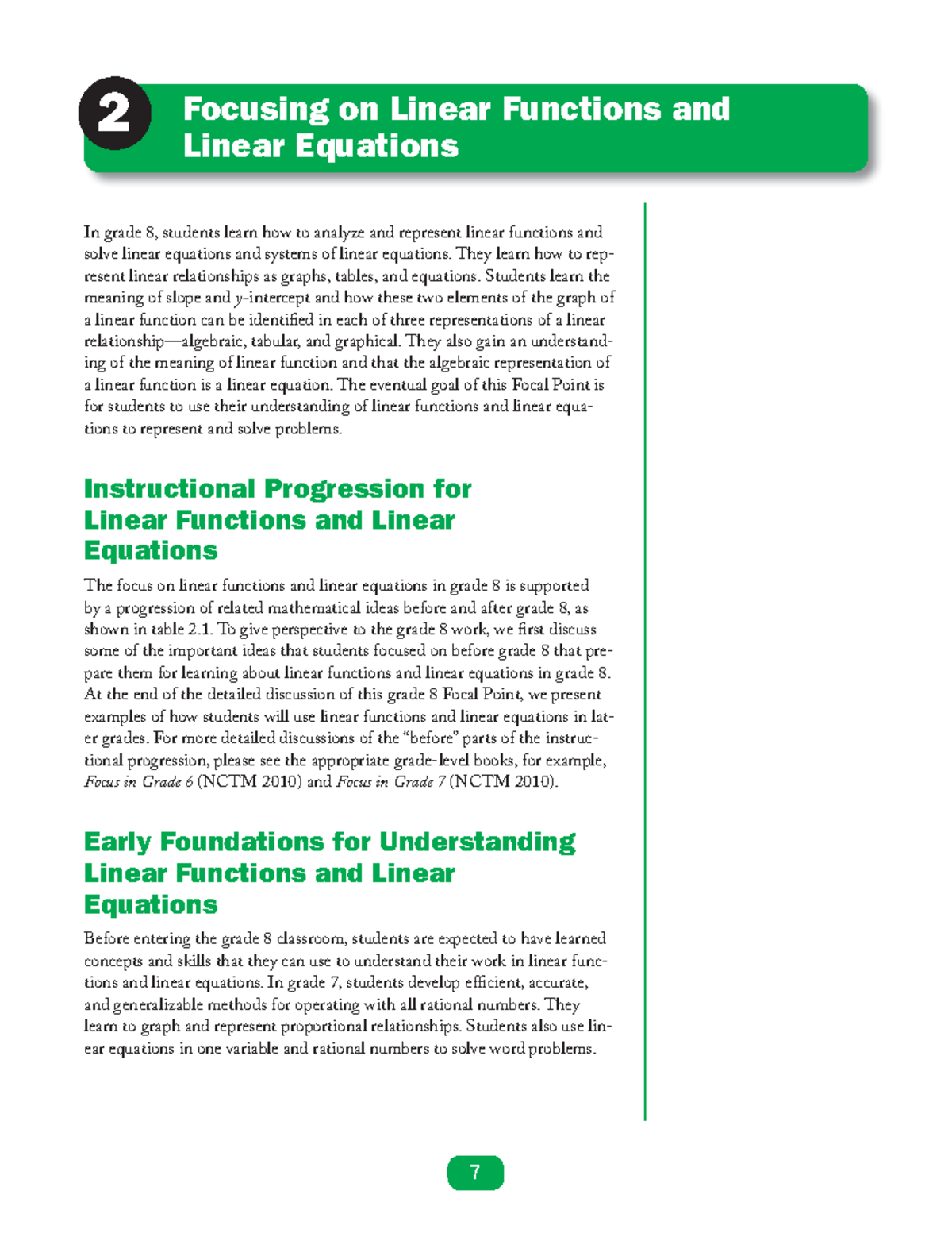 Focusing on Linear Functions and Linear Equations - In grade 8 ...