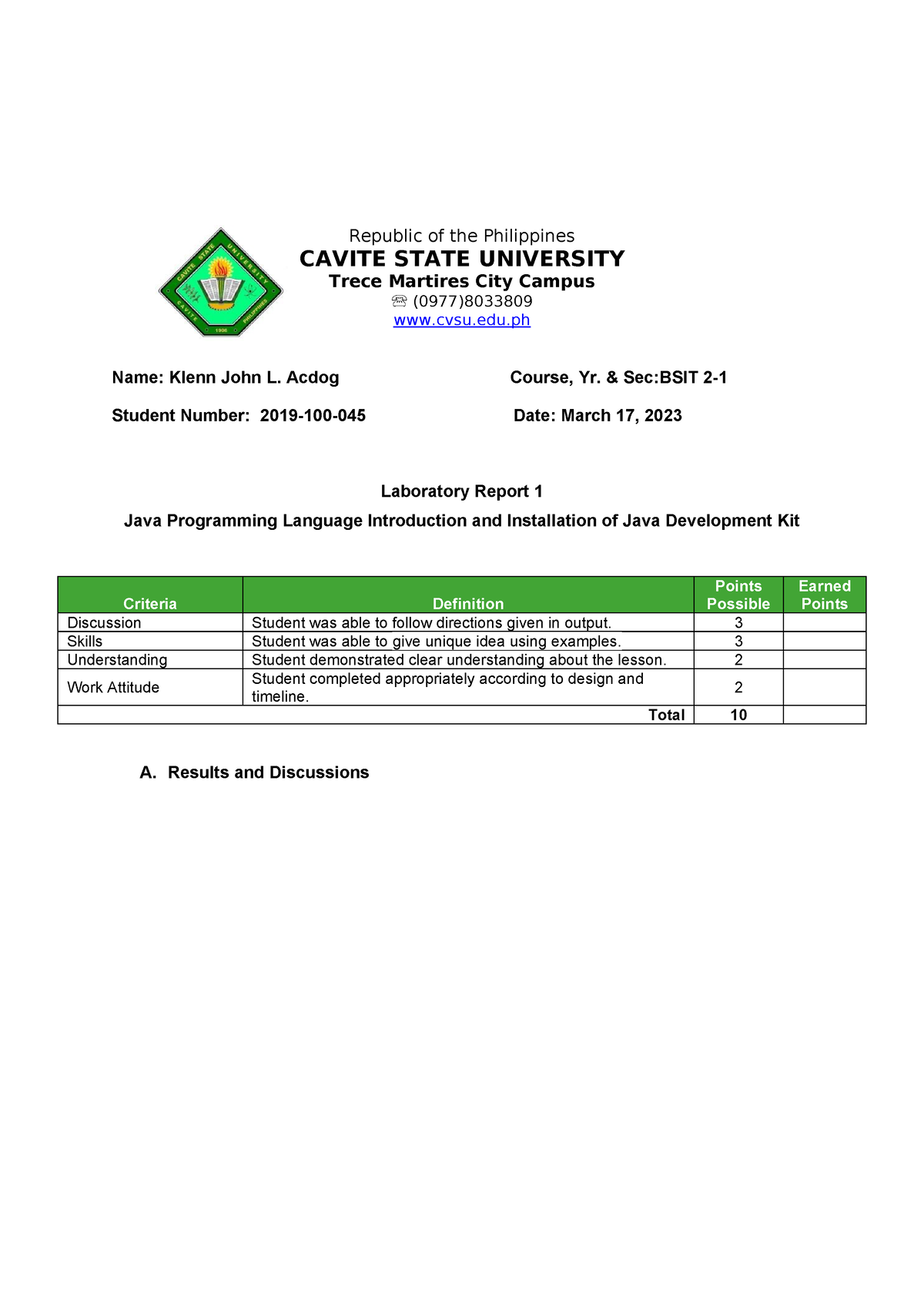 Laboratory Exercise 1 - Documentation - Republic Of The Philippines ...