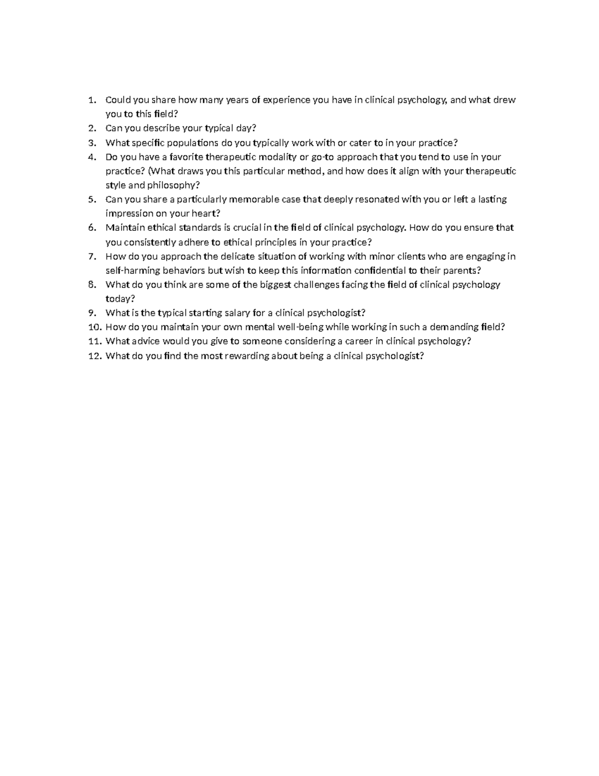 Interview Questions - Could you share how many years of experience you ...