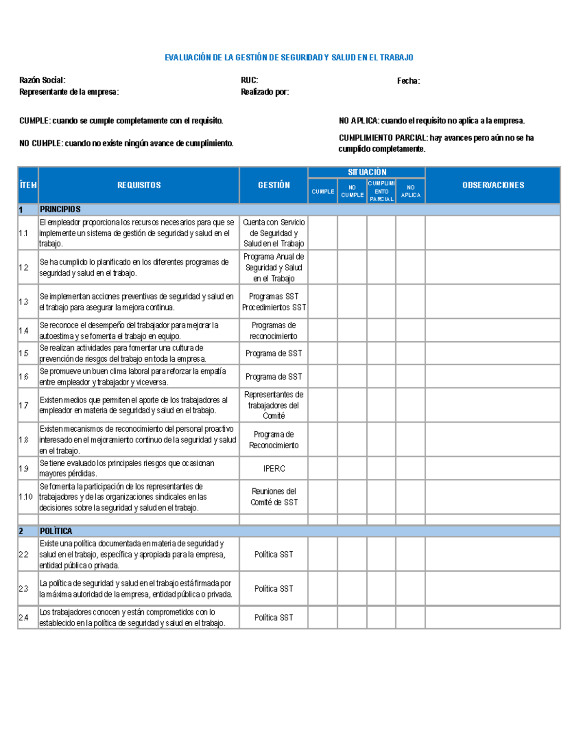 Check List - G4 - Fecha: CUMPLE CUMPLENO CUMPLIMI ENTO PARCIAL NO ...