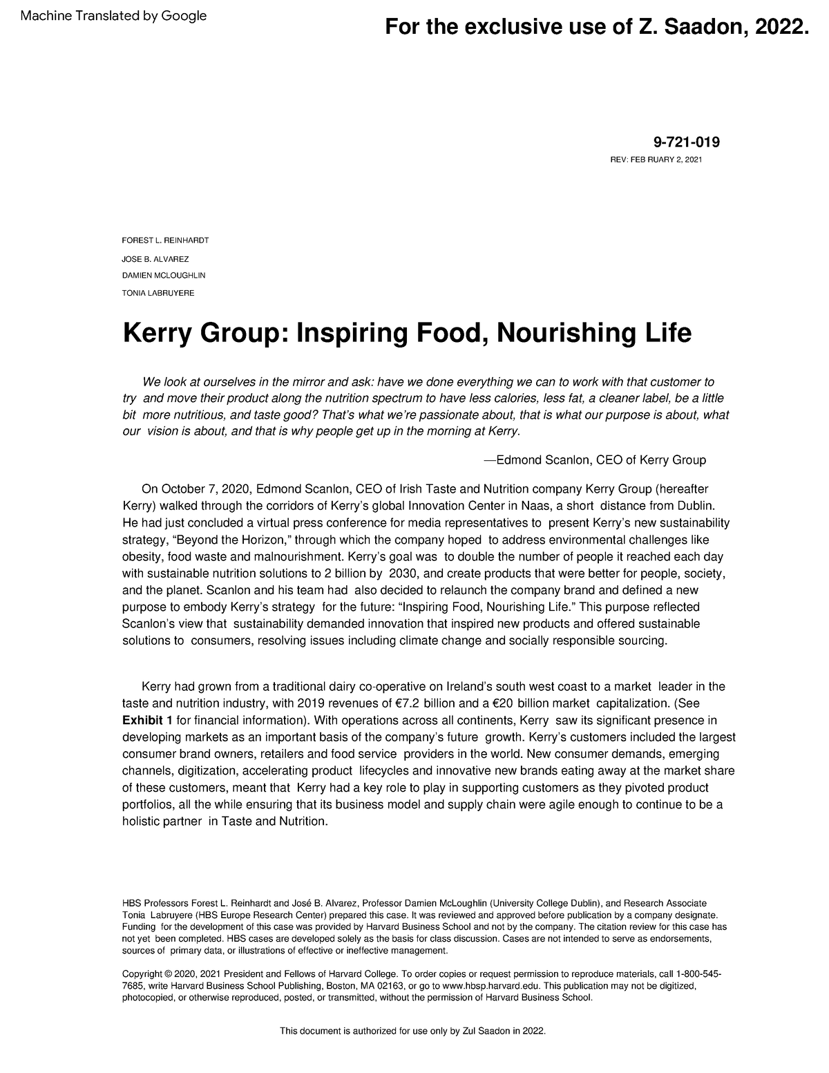 [Business Case] Kerry Group - Inspiring Food, Nourishing Life (1) - 9 ...