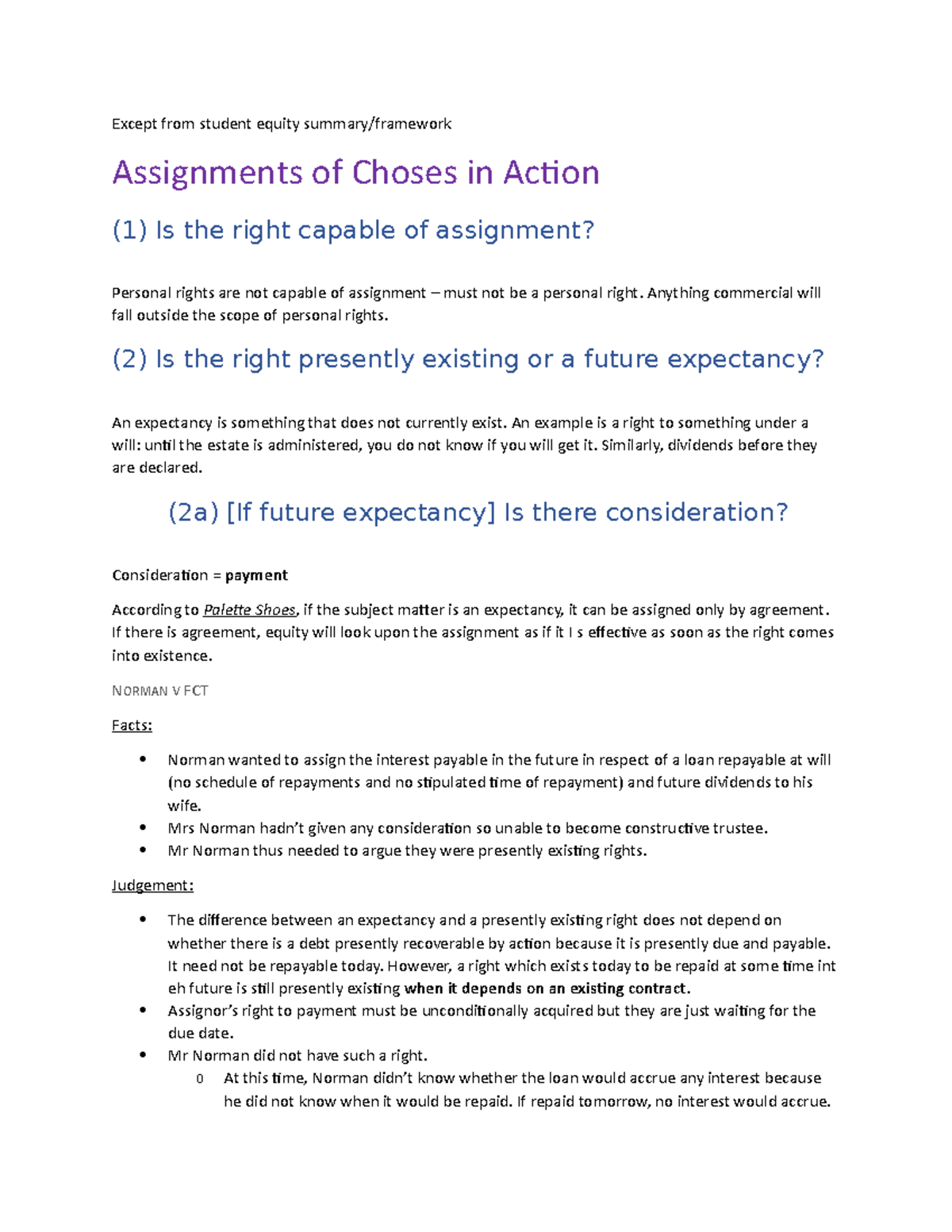 assignment of choses in action pdf