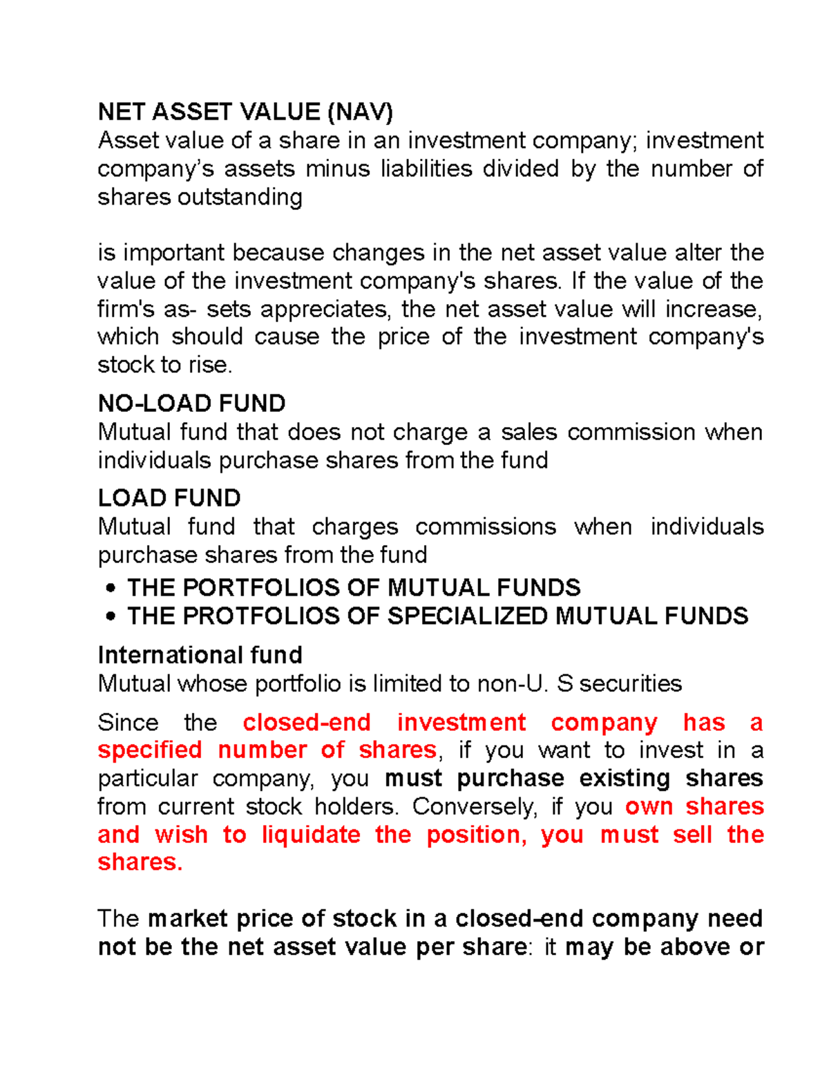 NET Asset Value - NET ASSET VALUE (NAV) Asset value of a share in an ...