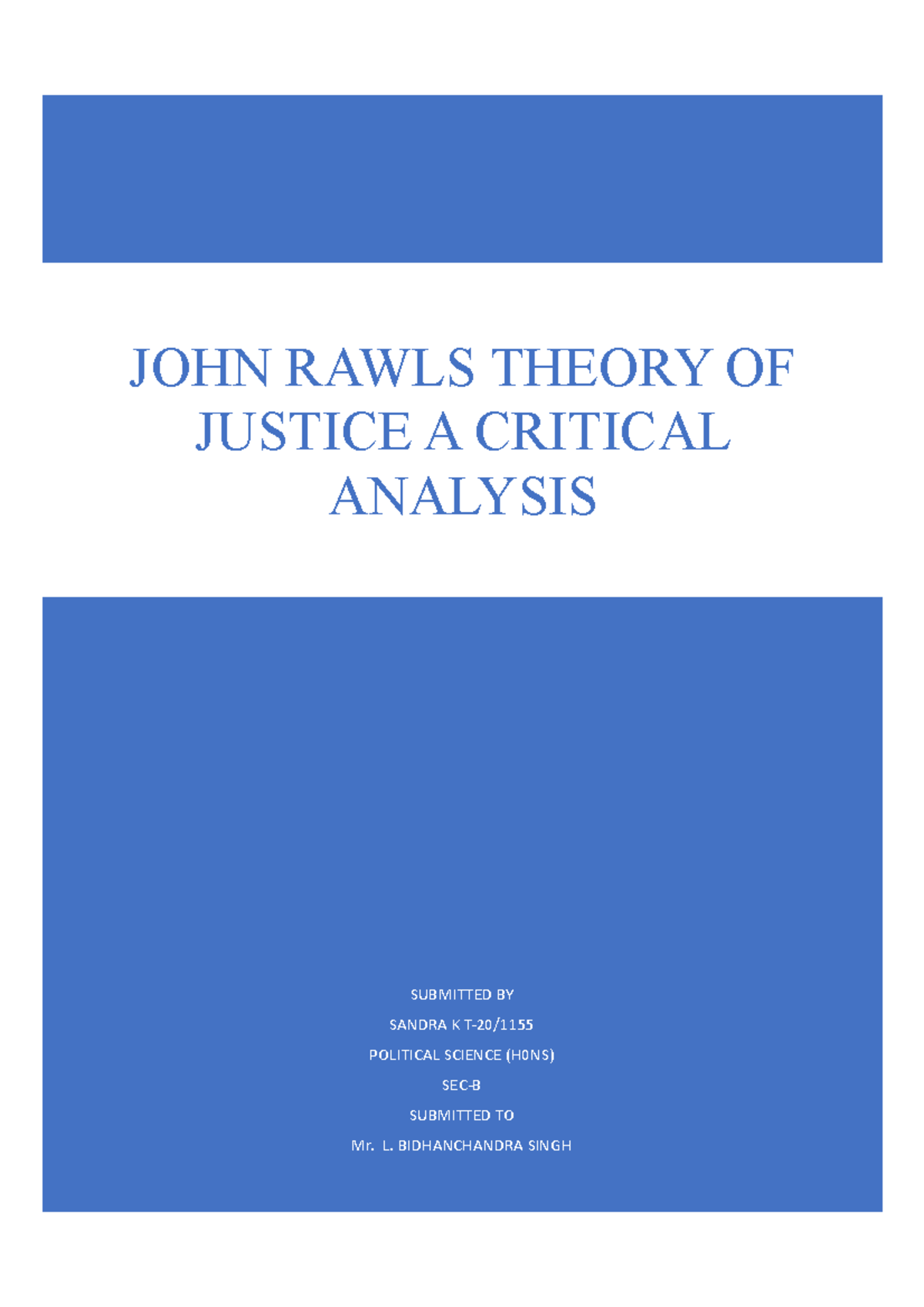 essay on john rawls theory of justice