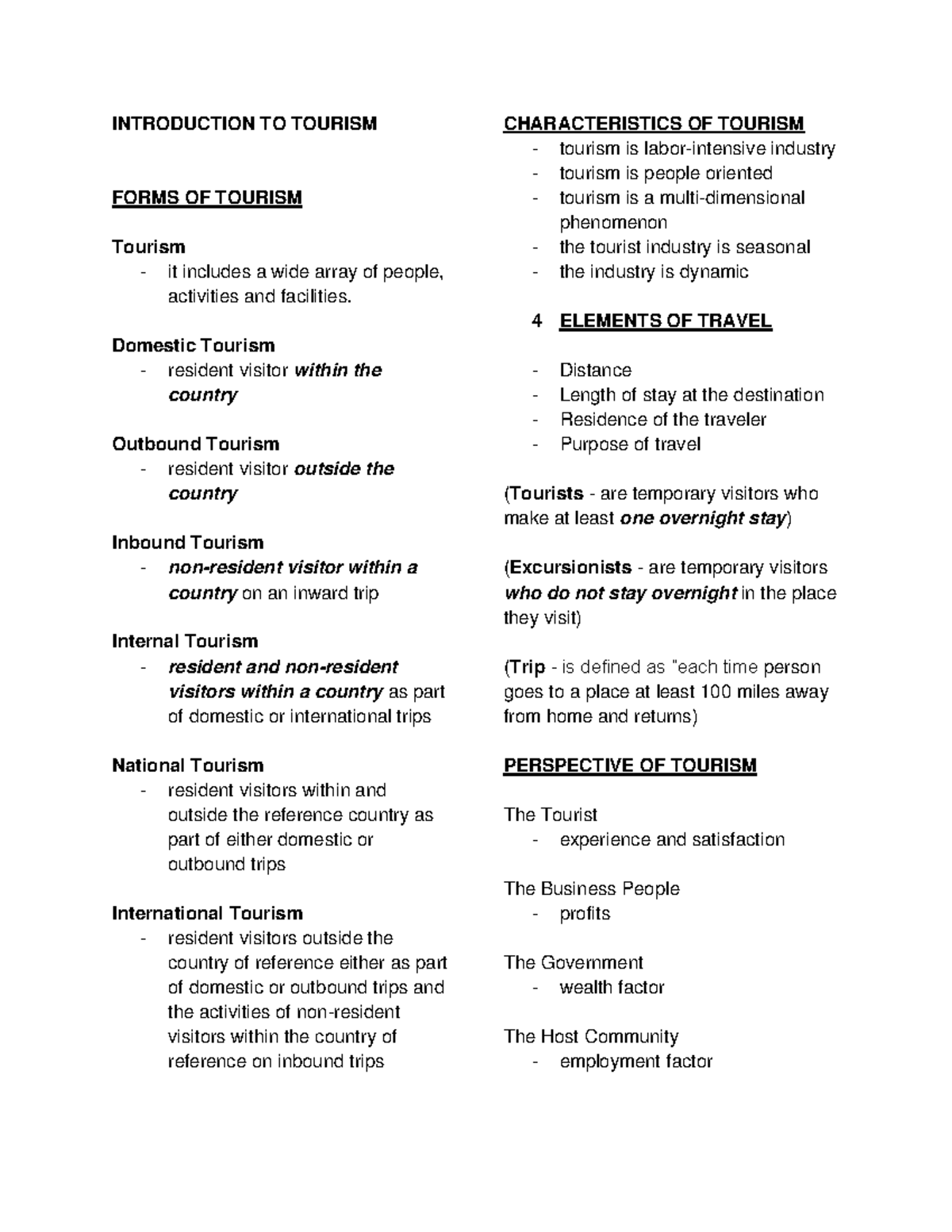 Macro- Prelims- Reviewer - INTRODUCTION TO TOURISM FORMS OF TOURISM ...