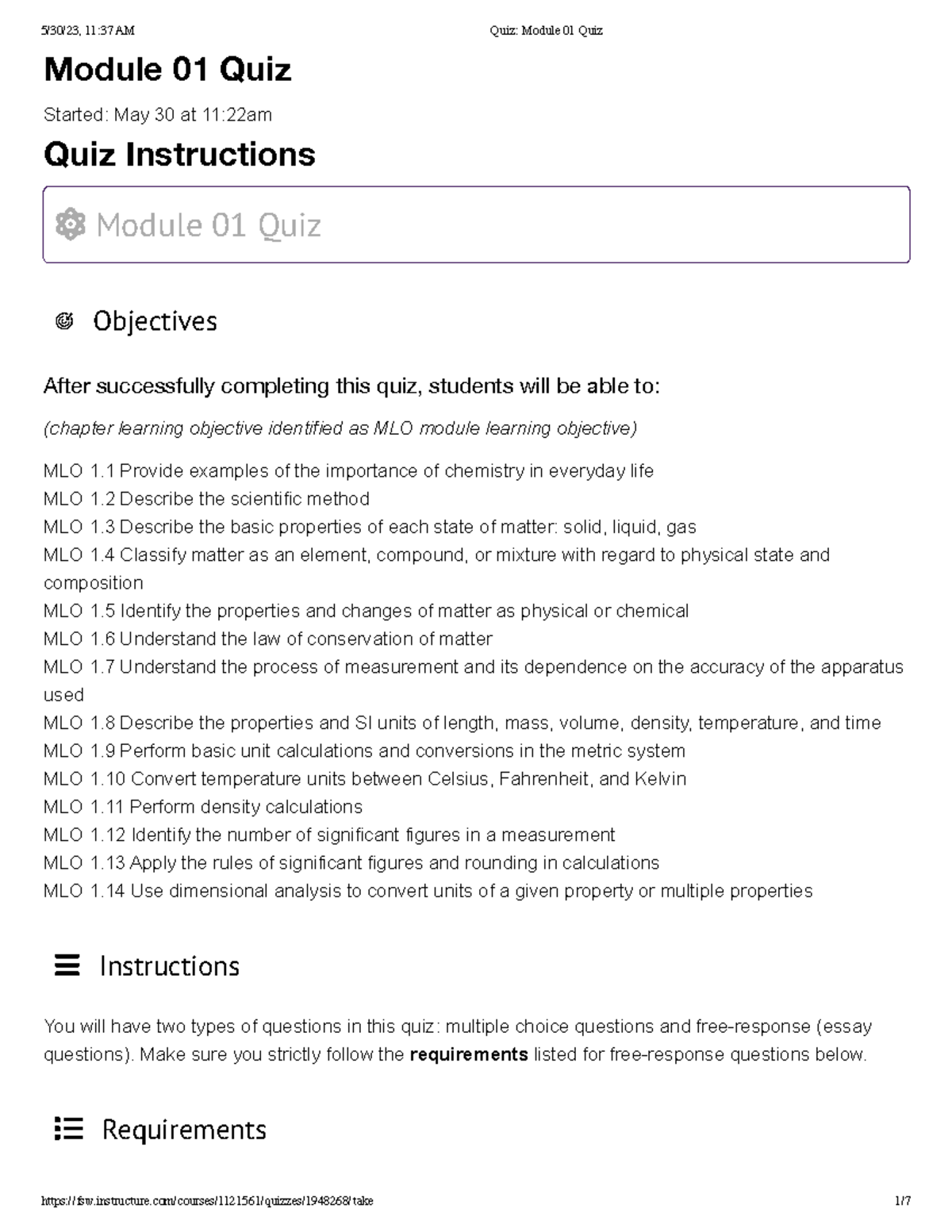 Quiz Module 01 Quiz - quiz - Module 01 Quiz Started: May 30 at 11:22am ...