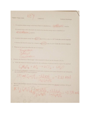 Chapter 5 Study Guide - Chapter 5 Study Guide CHEM 101 Professor ...