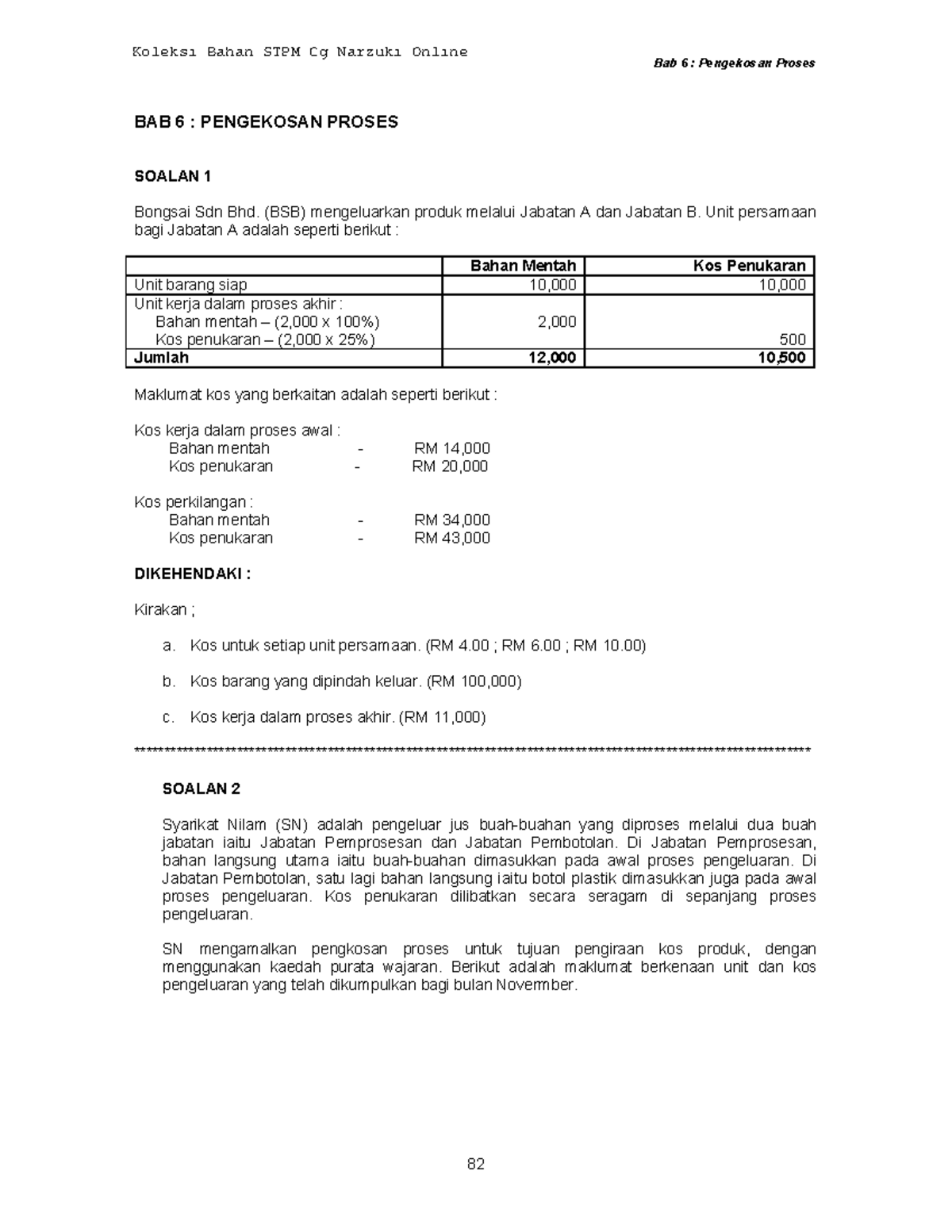 BAB 6 Soalan Tutorial Pengkosan Proses - Bab 6 : Pengekosan Proses BAB ...