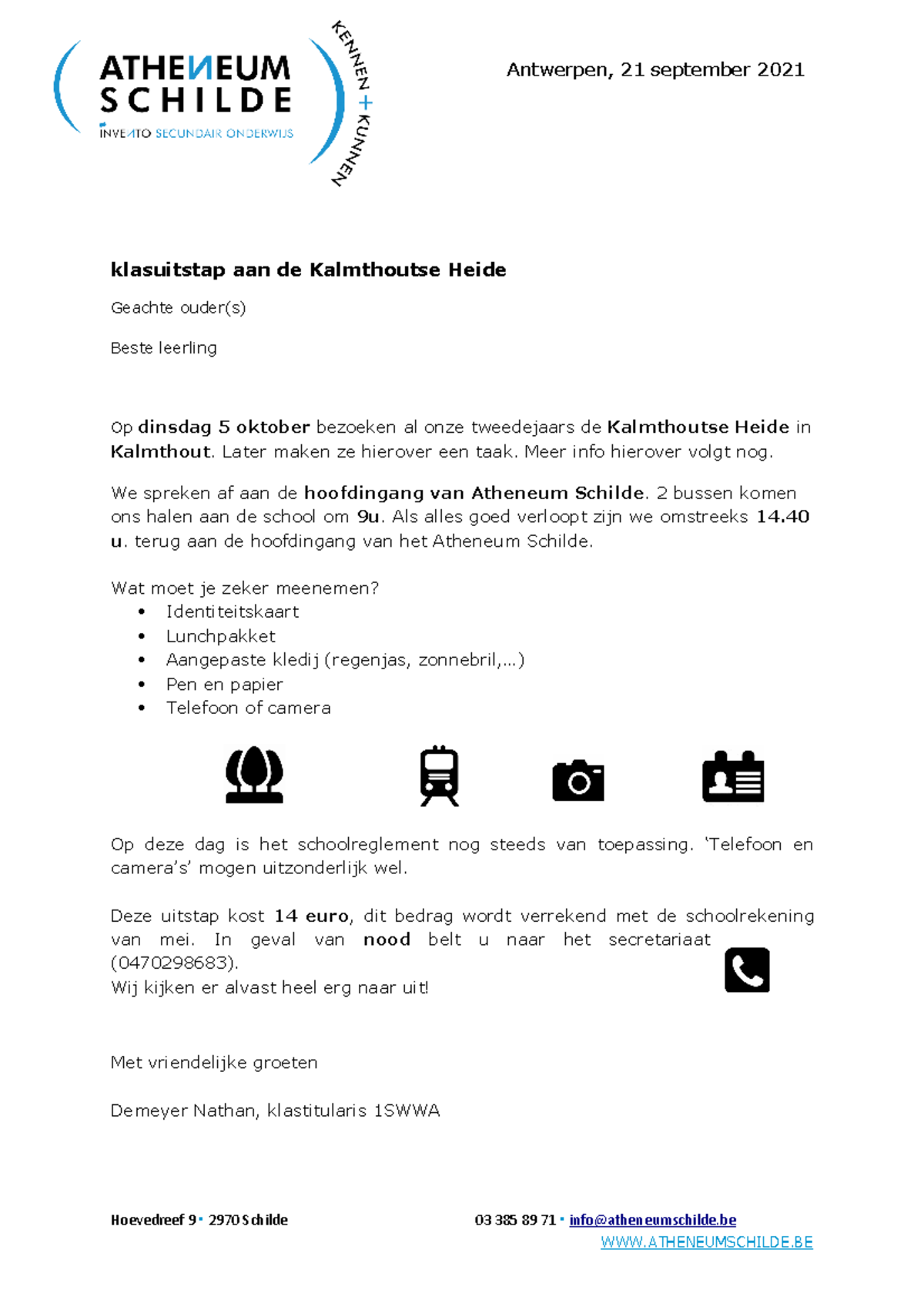 Brief Uitstap Naw Herwerkt Klasuitstap Aan De Kalmthoutse Heide Geachte Ouder S Beste