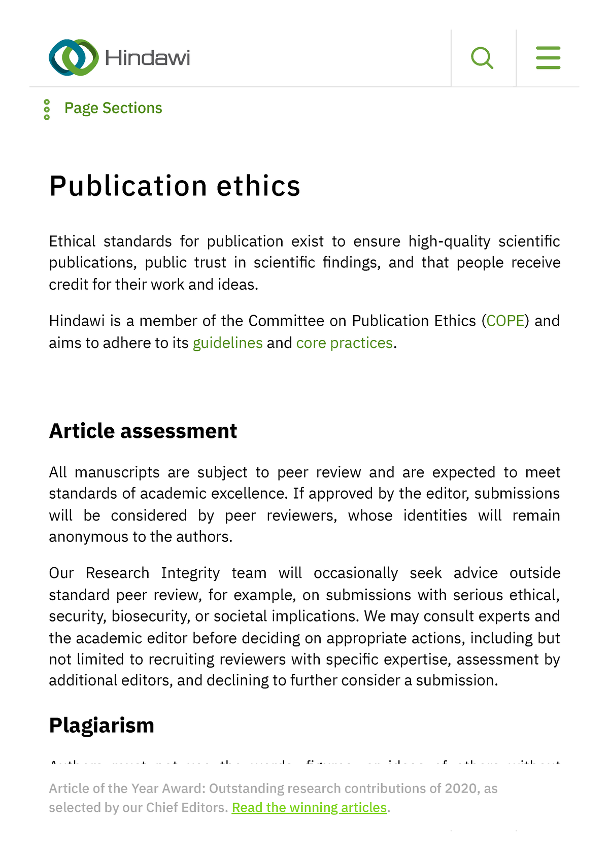 Publication Ethics Authors Hindawi Publication Ethics Ethical 