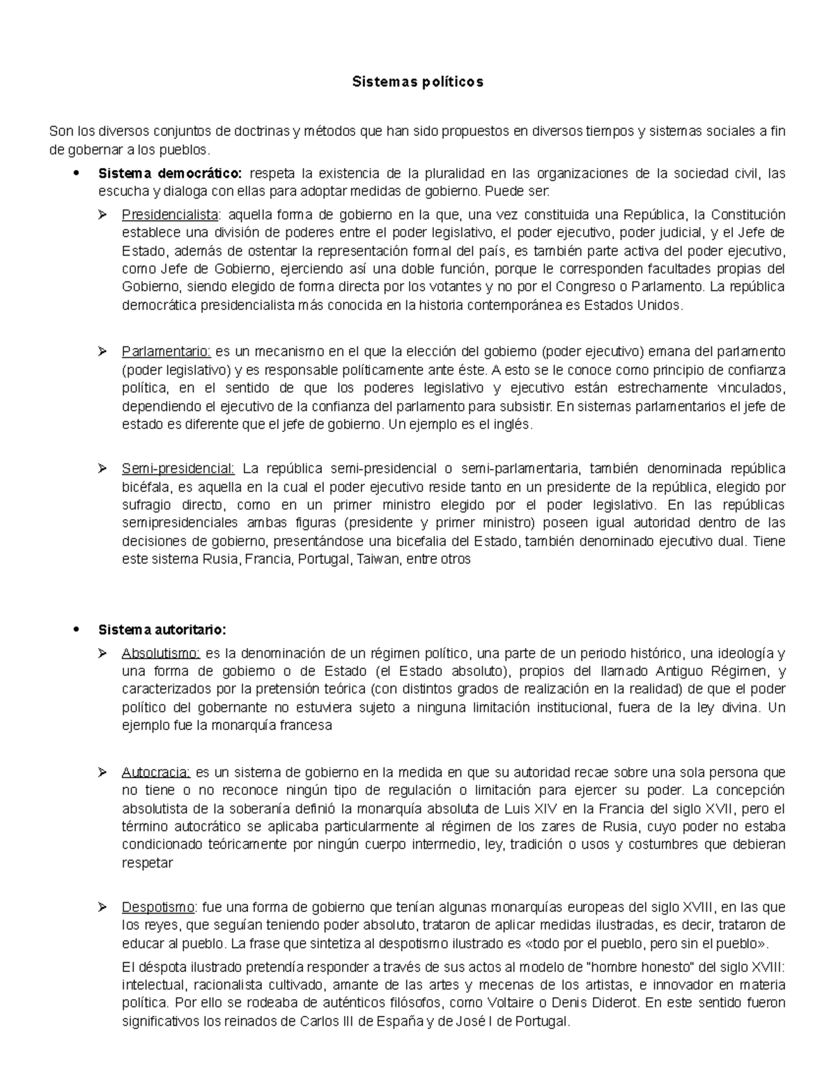 Regimen politico y sistema politico