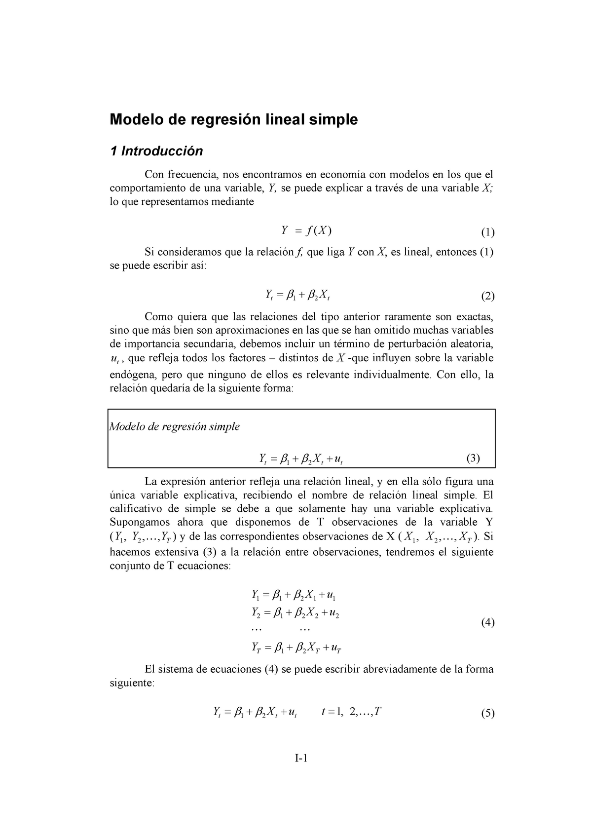 Modelo de regresión lineal simple - Modelo de regresión lineal simple 1  Introducción Con frecuencia, - Studocu