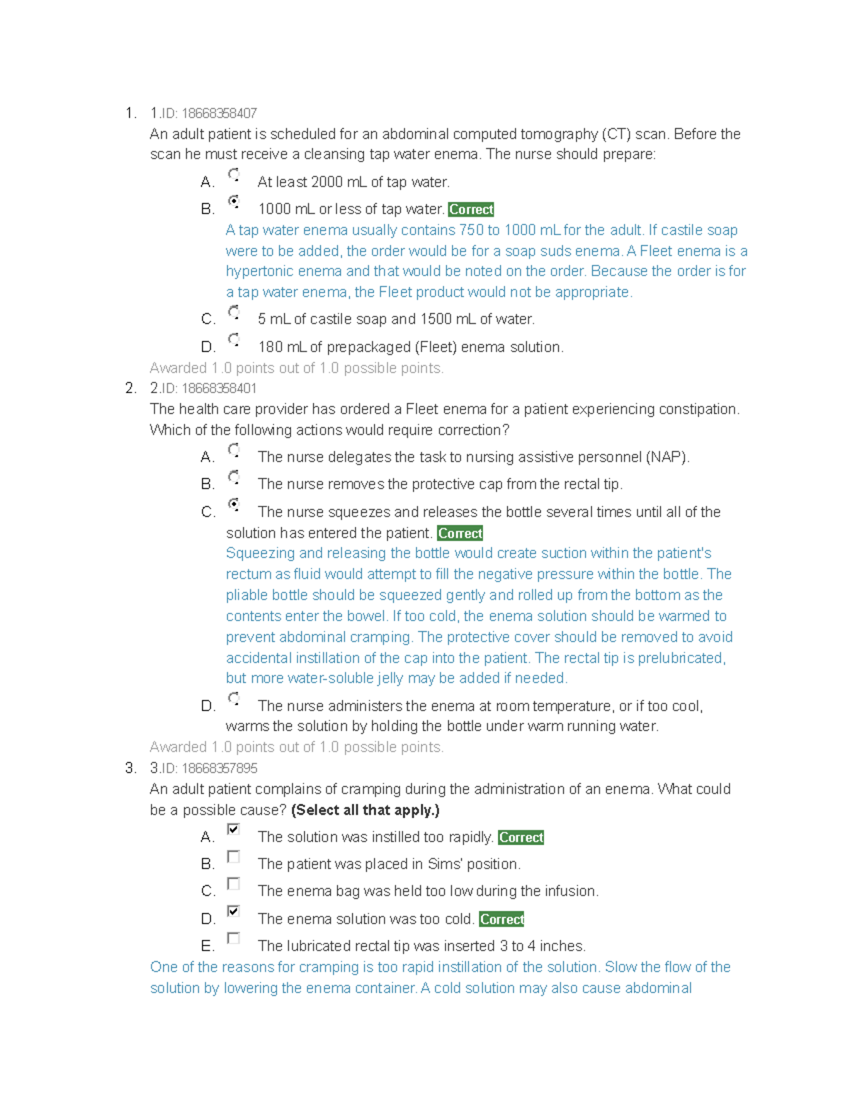 BOwel elimination 2 - Post-test for the module. - 1. 1: 18668358407 An ...