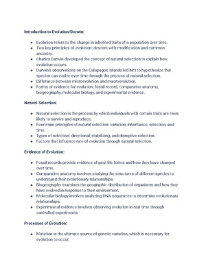 Outline for Exam 1 - Evolution Exam Study Guide - Outline for Exam 1 ...