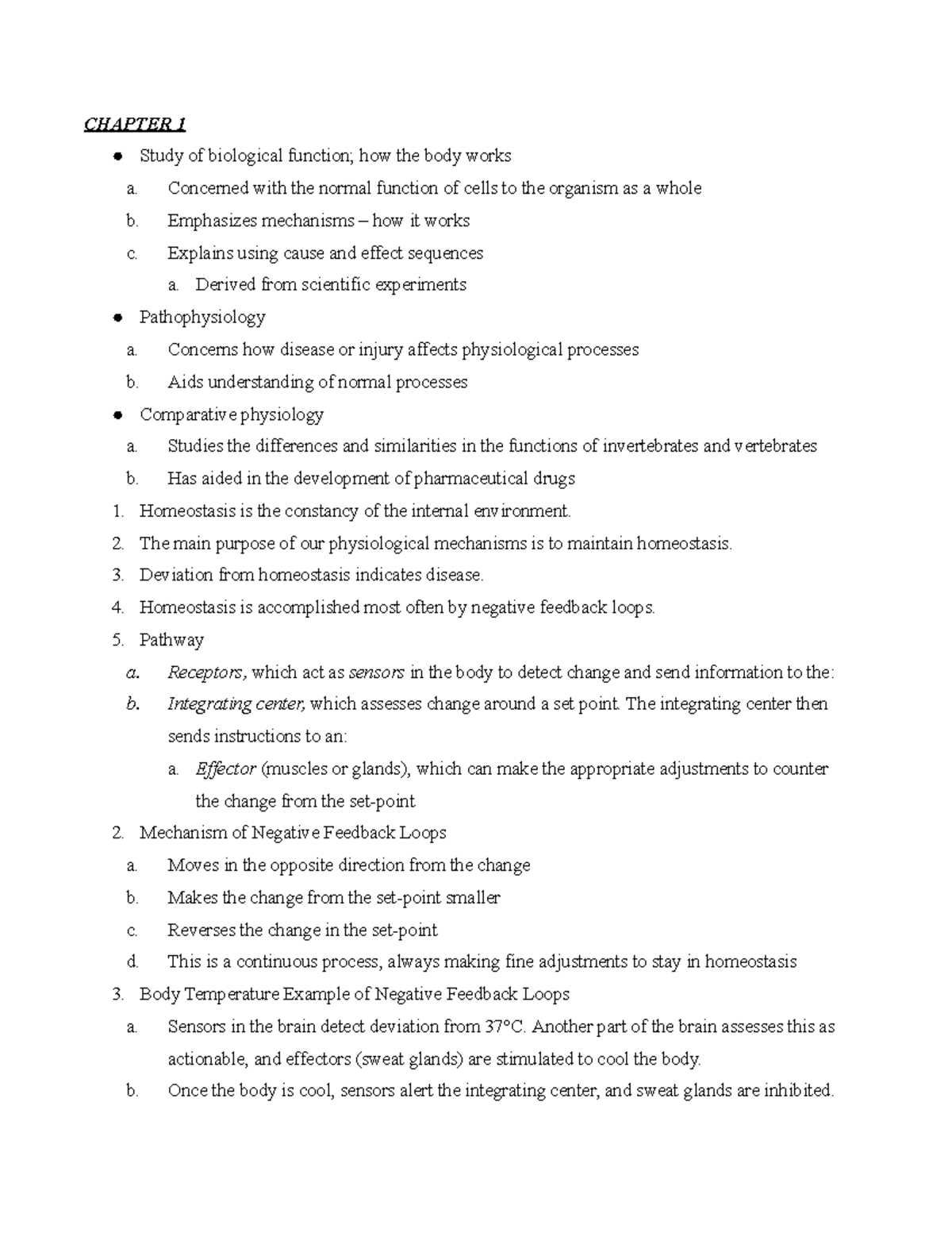 BIOL 3430 Notes Chapter 1 - CHAPTER 1 Study of biological function; how ...