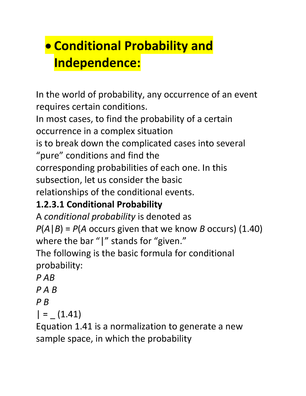 Conditional Probability And Independenc 1 - Conditional Probability And ...