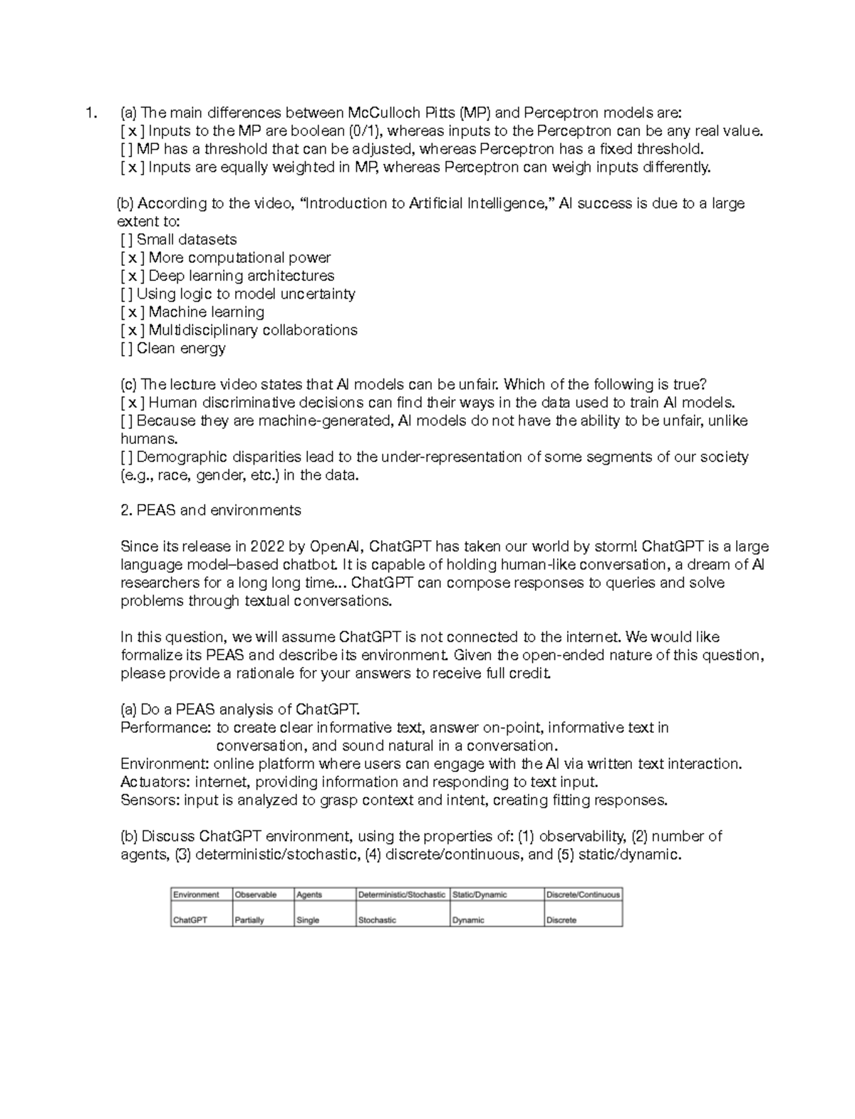 Artificial Intelligence Homework 1 - (a) The main differences between ...